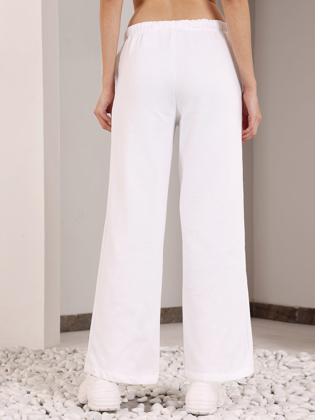White Straight Fit Track Pants