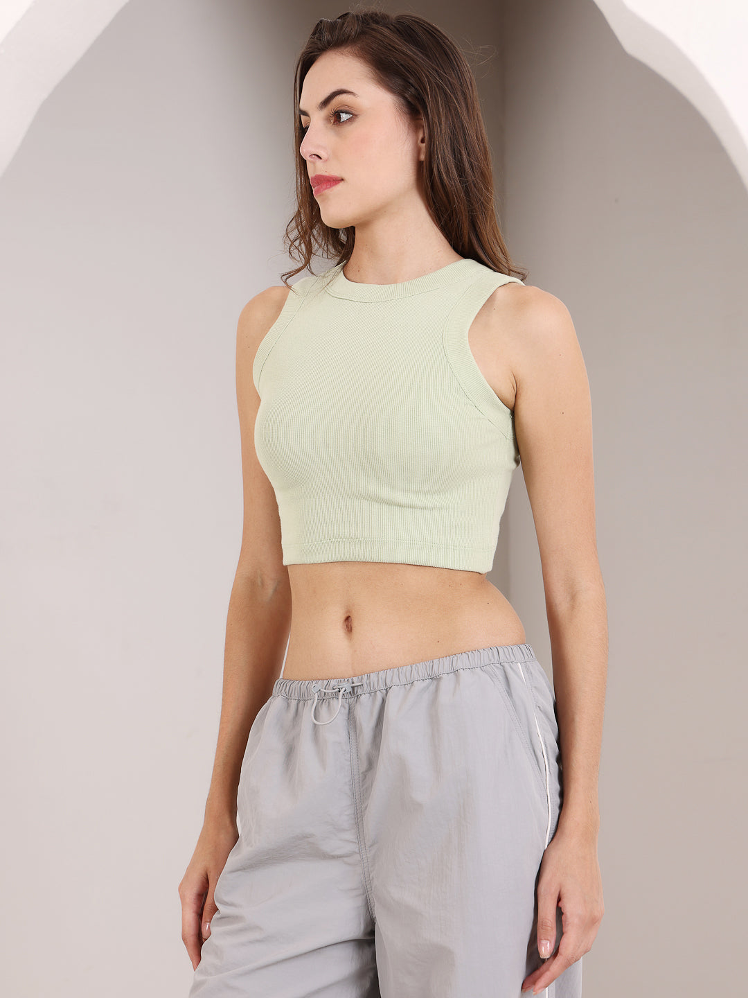 Green Rib Tank Top