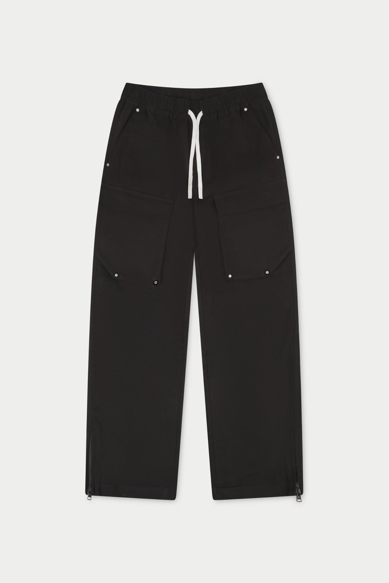 black ripstop twill straight cargos