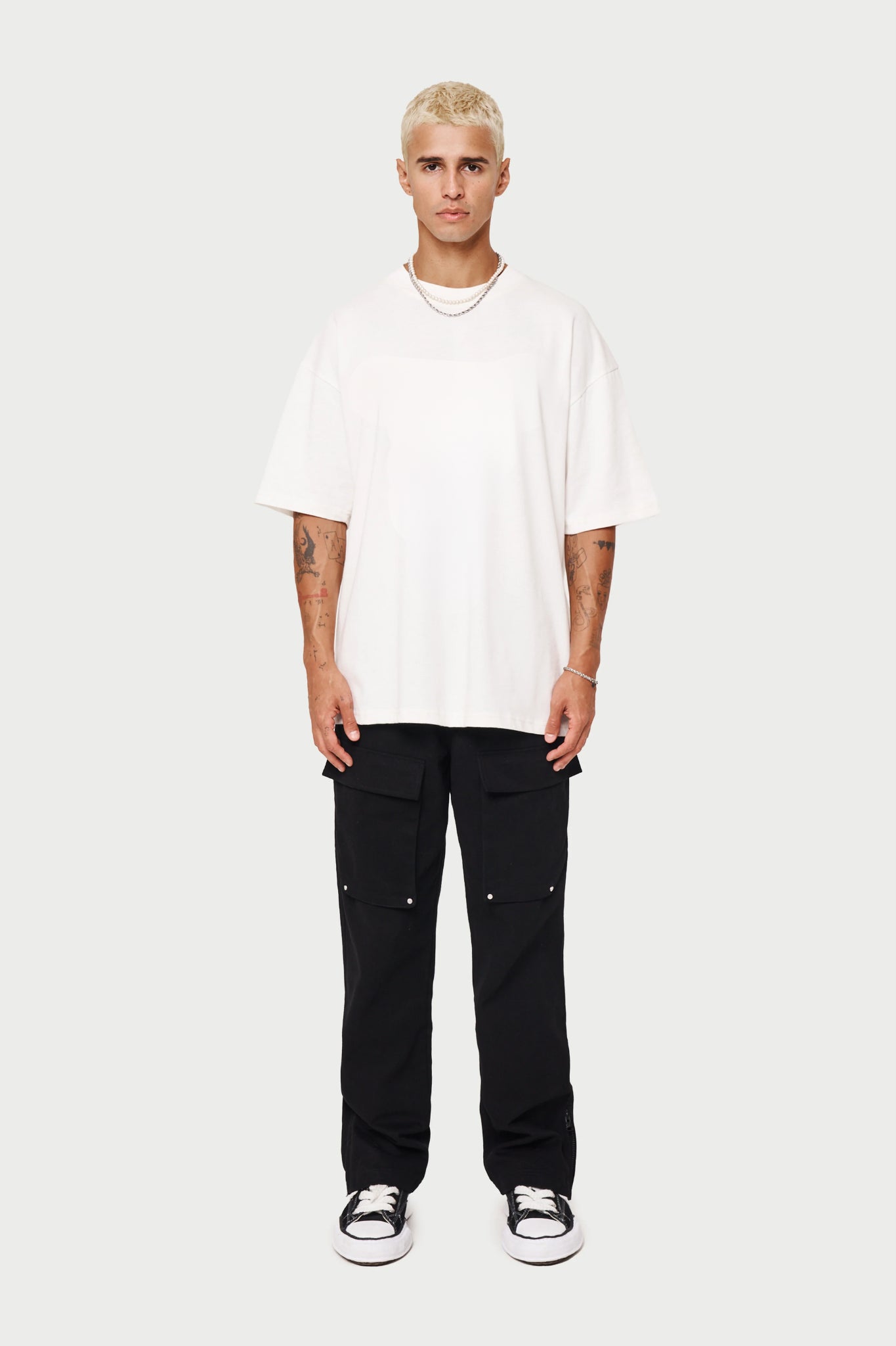 black ripstop twill straight cargos