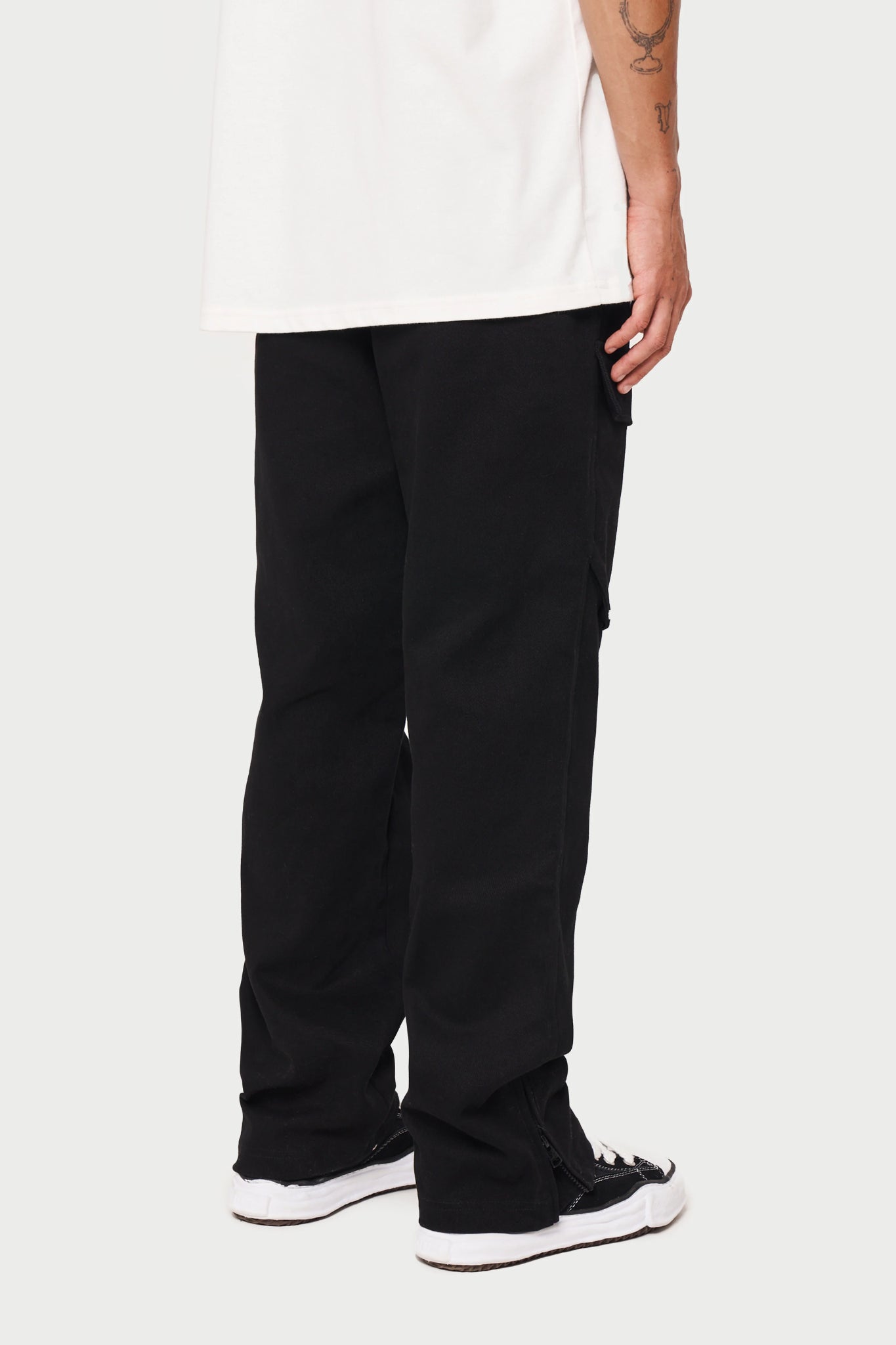 black ripstop twill straight cargos