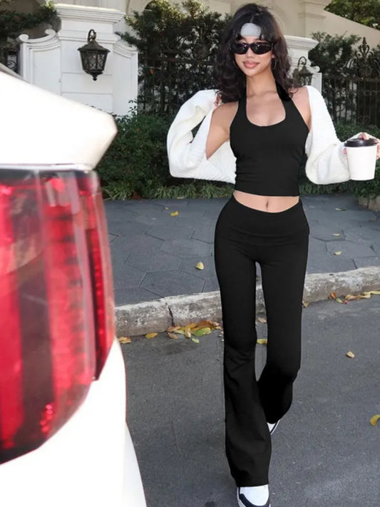 Halter Neck Top and Flare Pants set