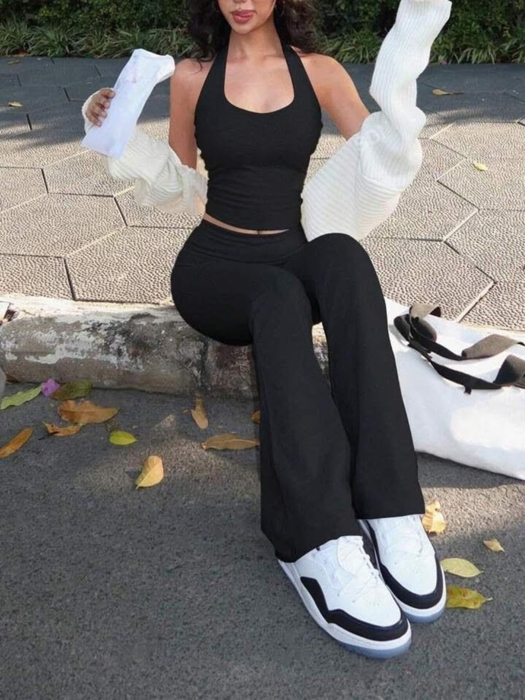 Halter Neck Top and Flare Pants set