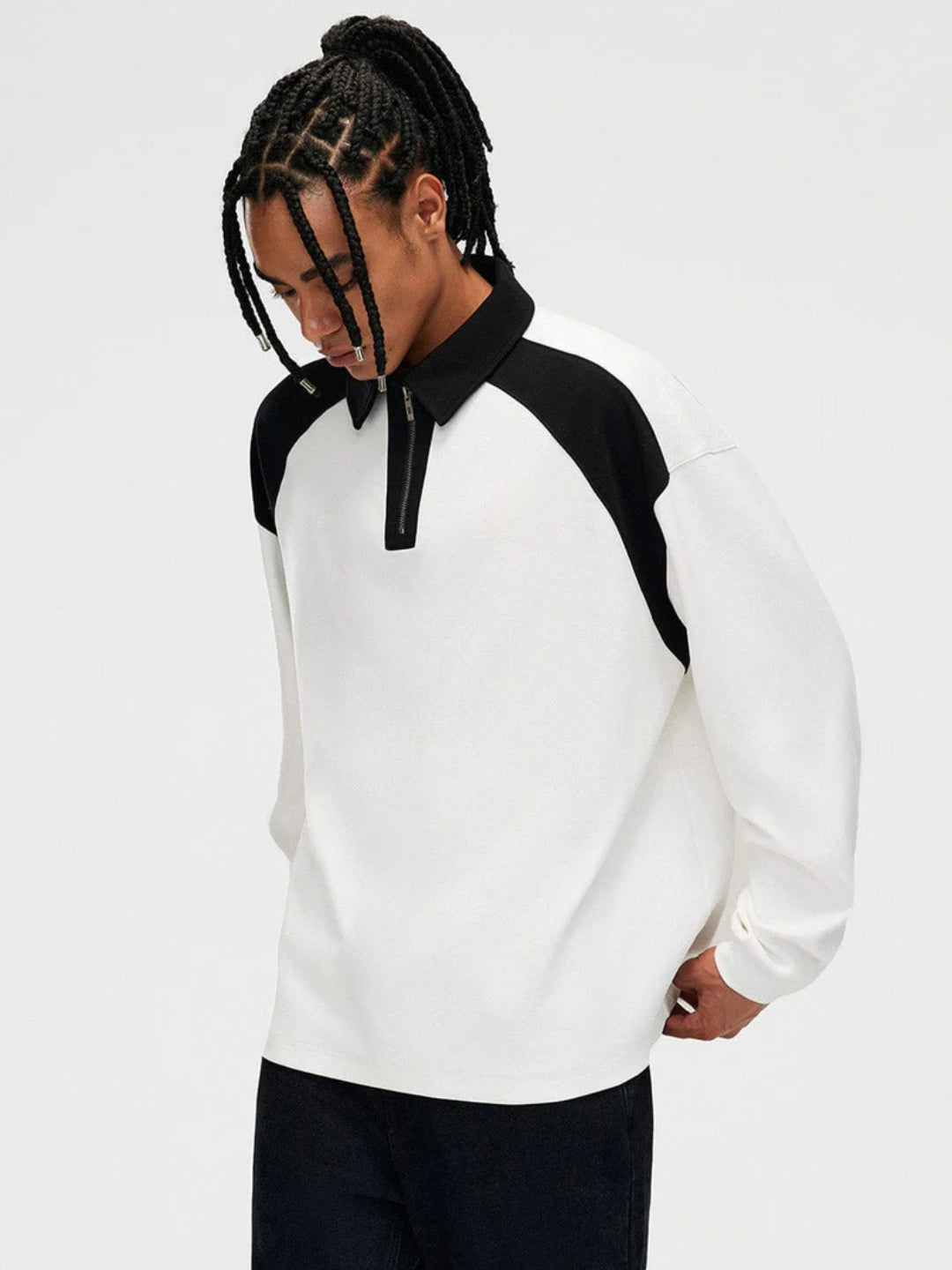 White Full Sleeve Polo Tshirt