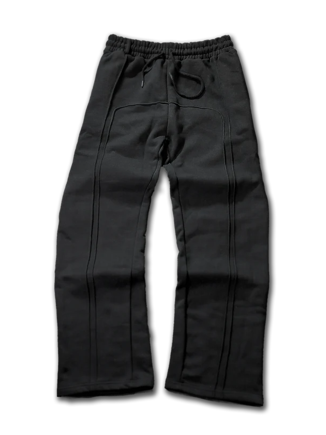 Black pants with drawstring on a white background