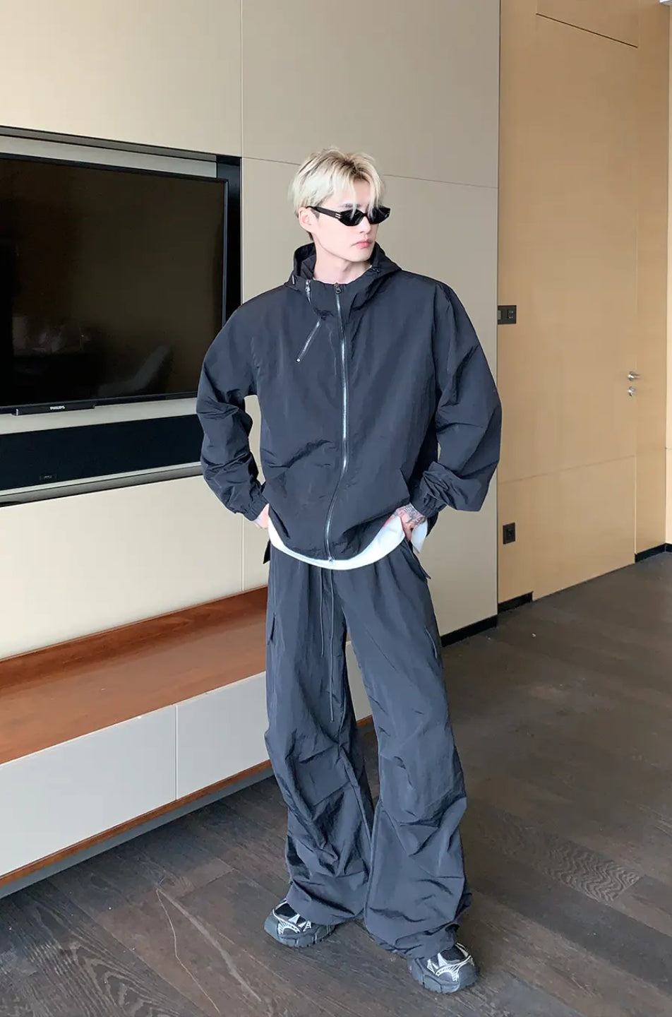 Black Grenade Cargo Pant with multiple pockets and loose fit