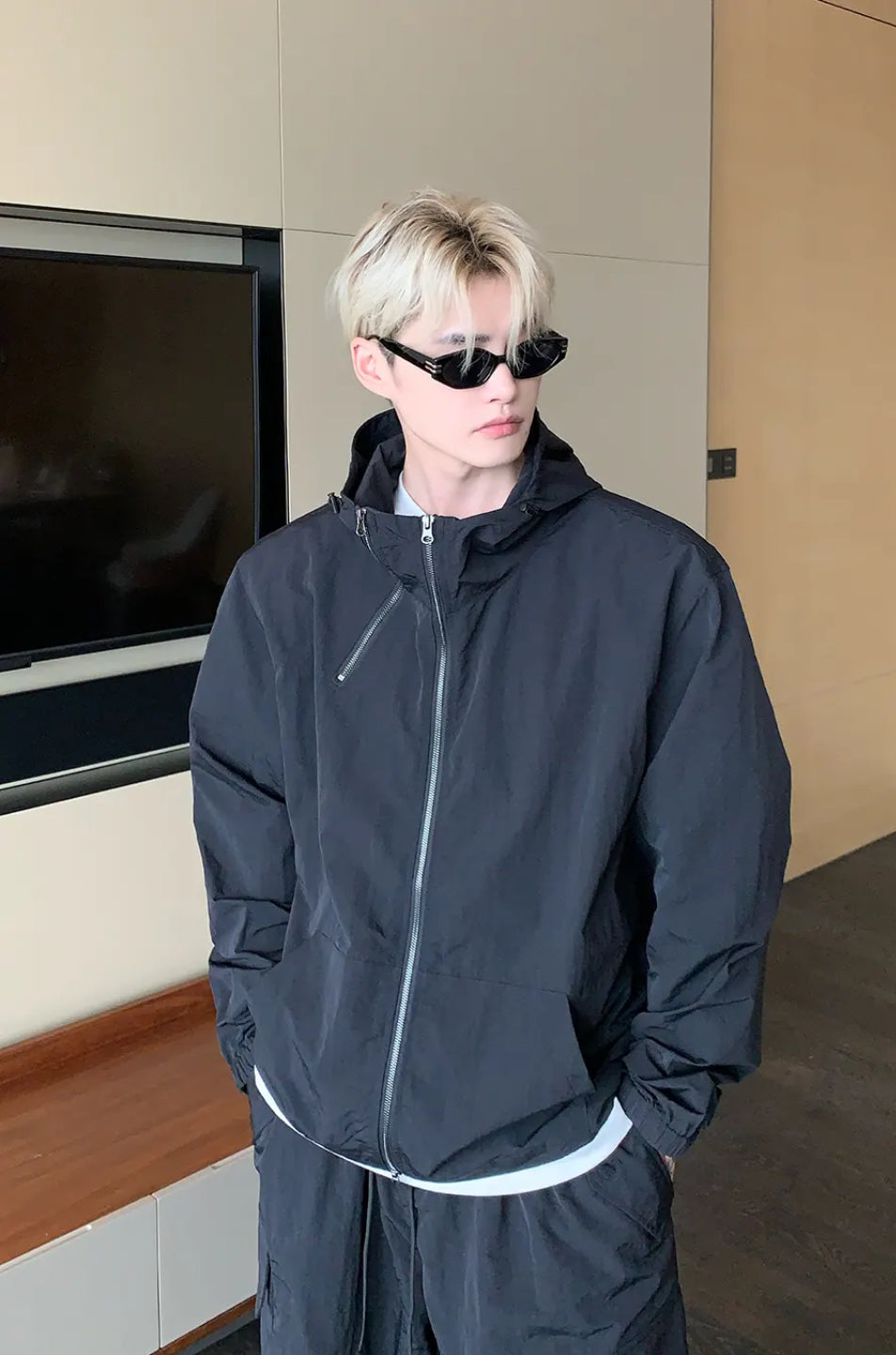 Black Grenade Tracksuit, zip up jacket and easy fit bottoms