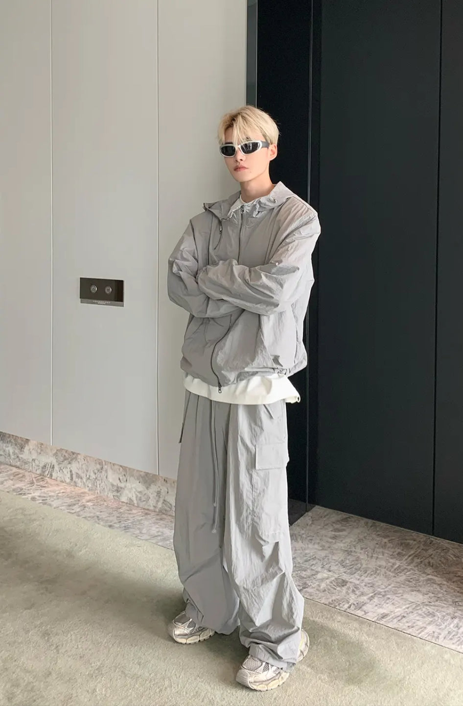 Grey Grenade Tracksuit, zip up jacket and easy fit bottoms