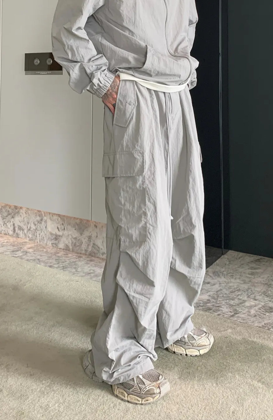 Grey Grenade Cargo Pant with multiple pockets and loose fit