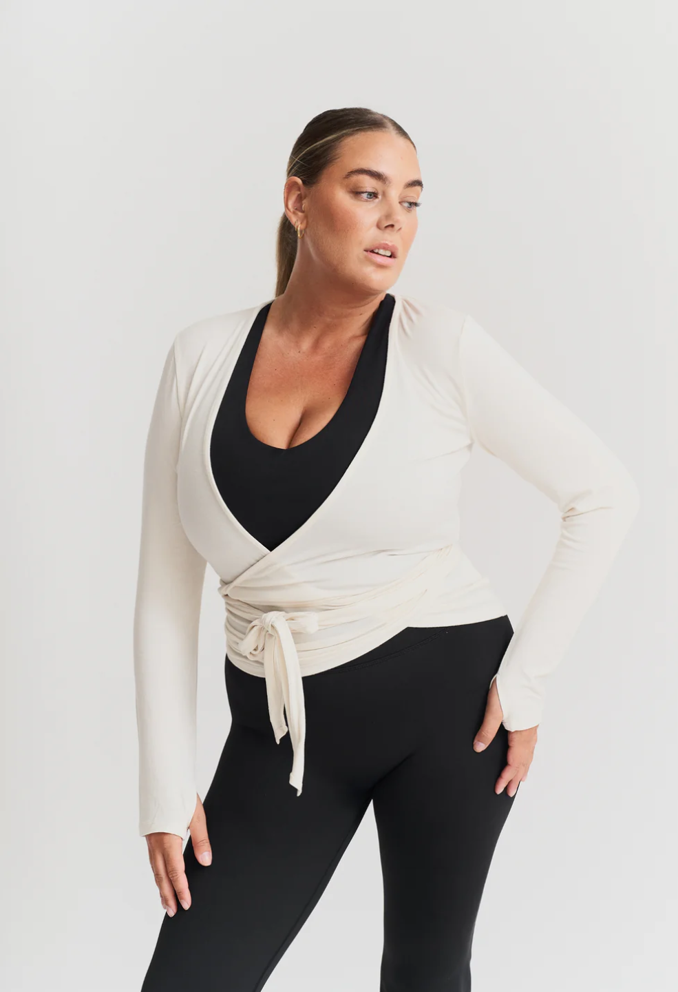 Soft Ballet Wrap Top Off White