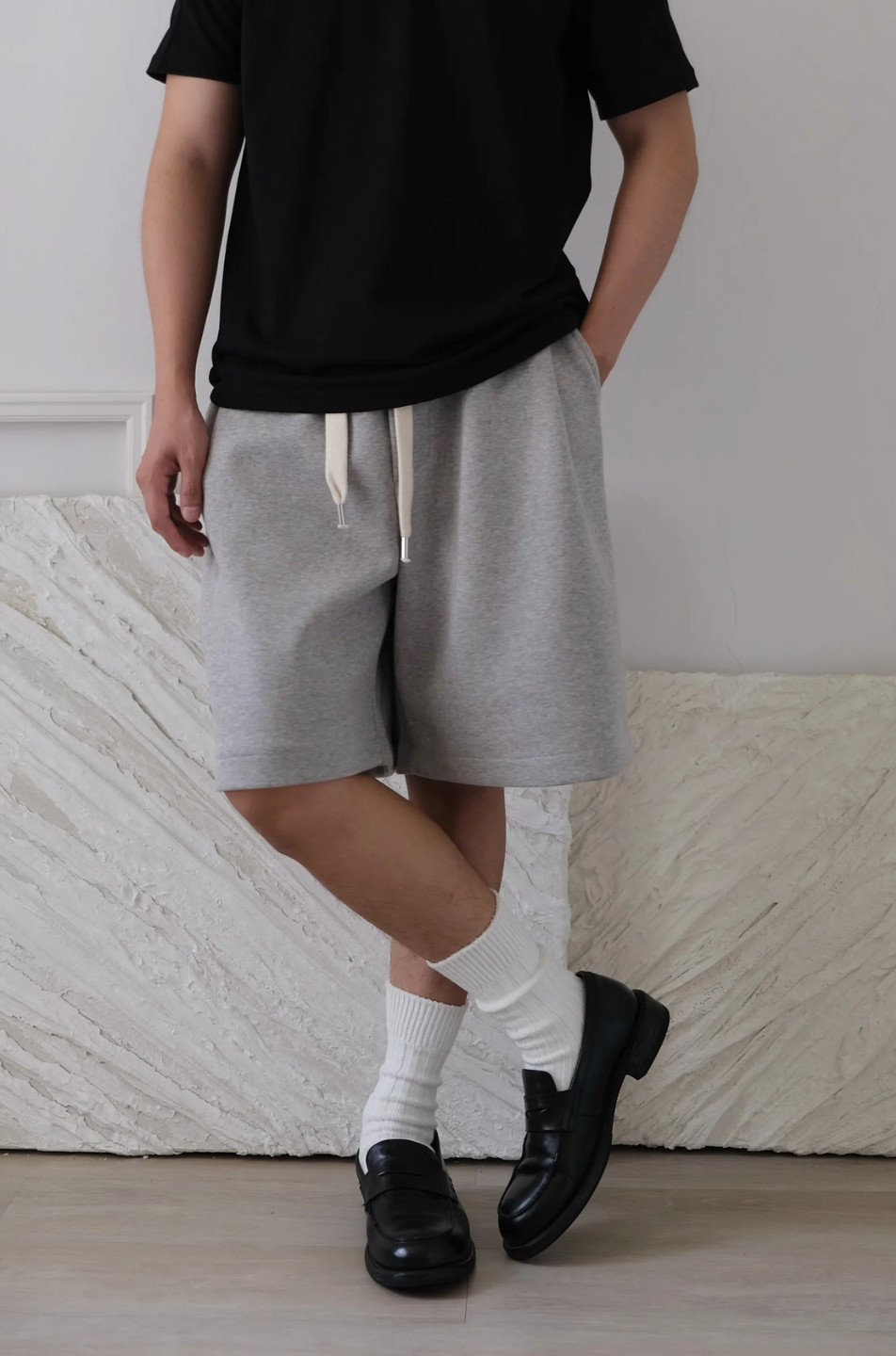 Sweat Shorts With Cotton Belt Grey Melange