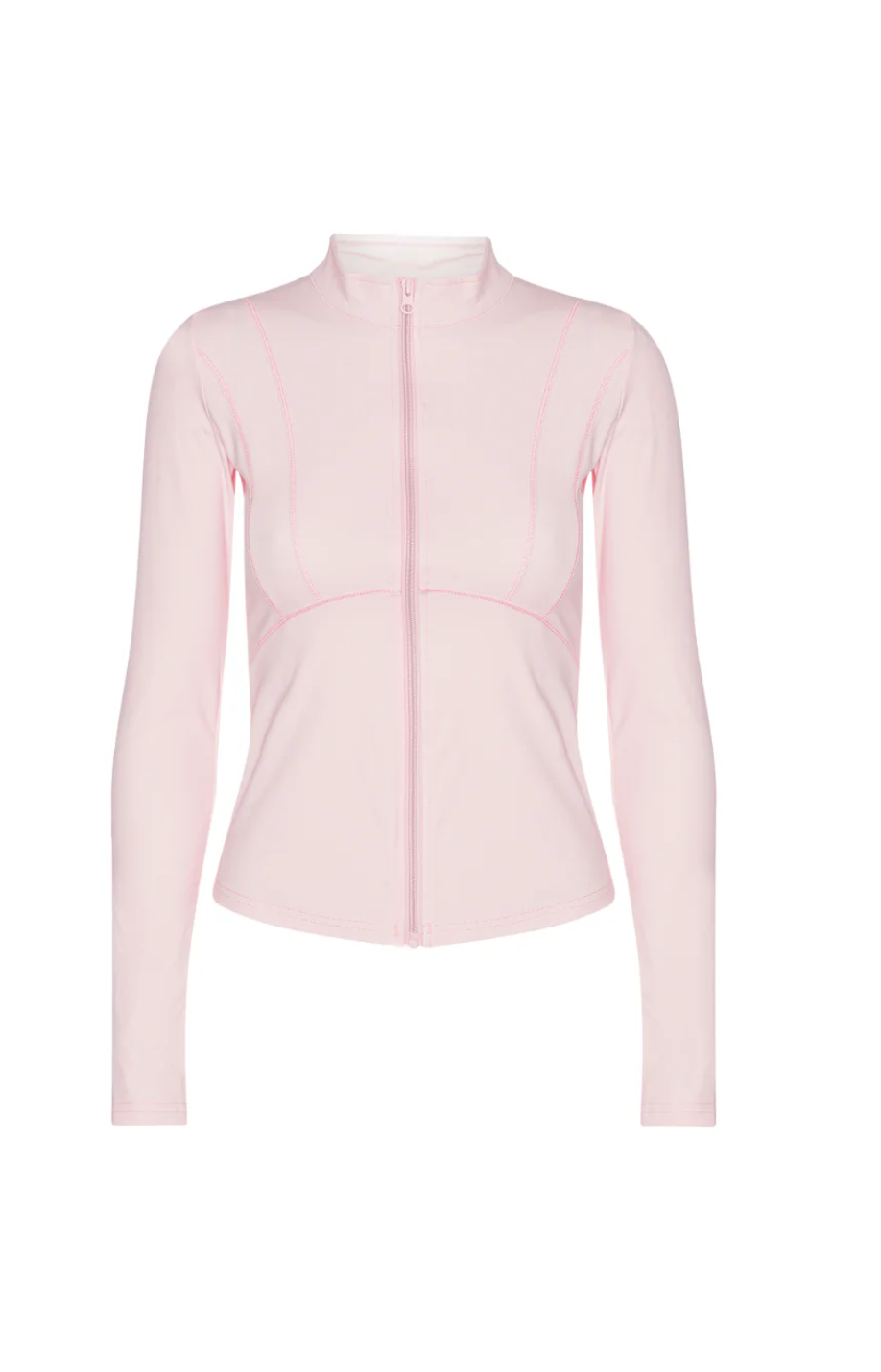 light pink Hyper Zip Jacket with full sleeves, featuring a front zipper and a round neckline.