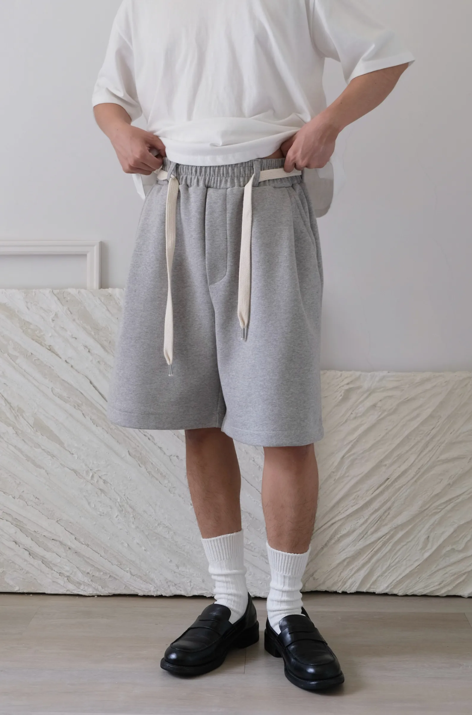 Sweat Shorts With Cotton Belt Grey Melange