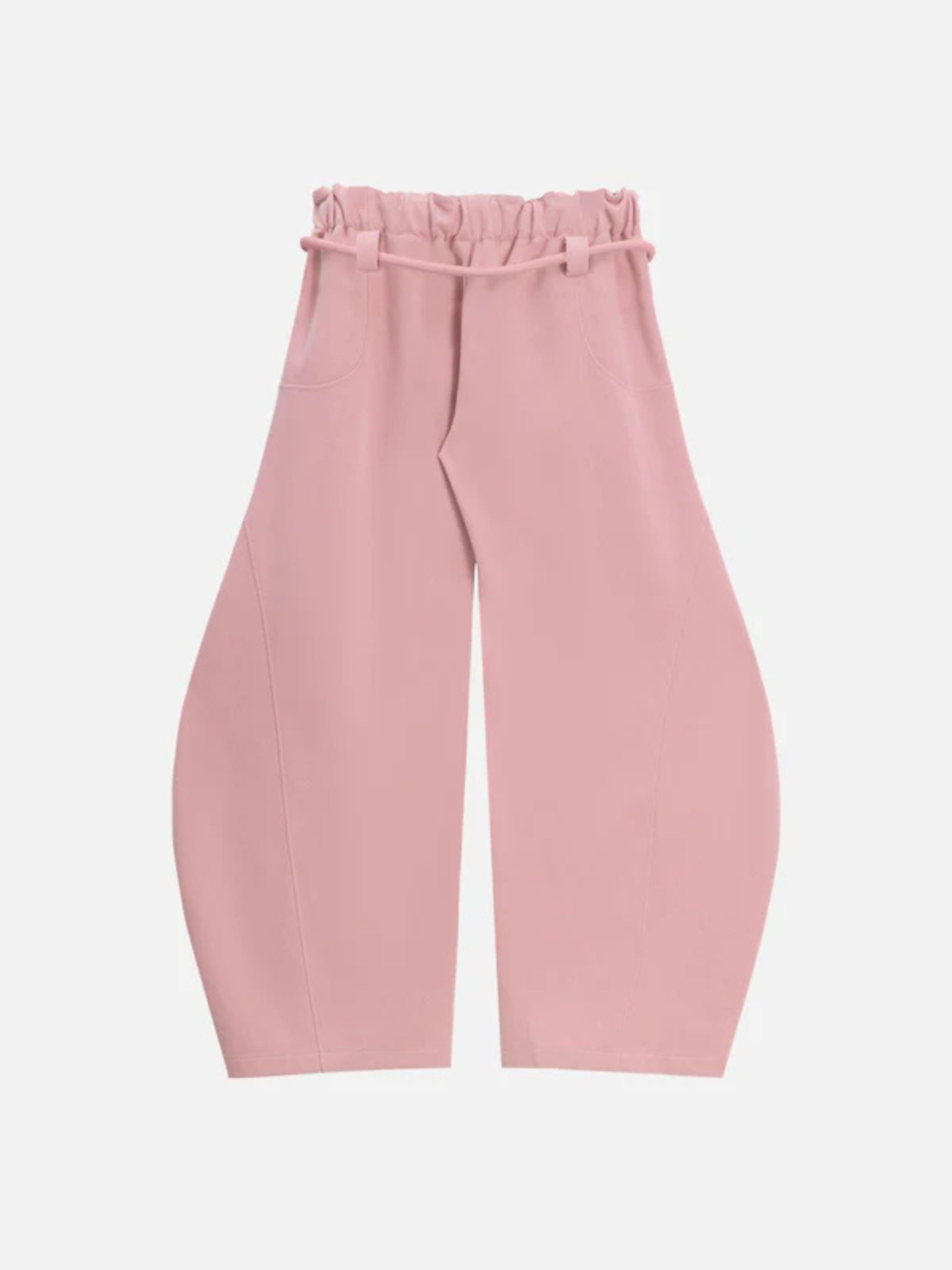 Pink pants on a light purple background
