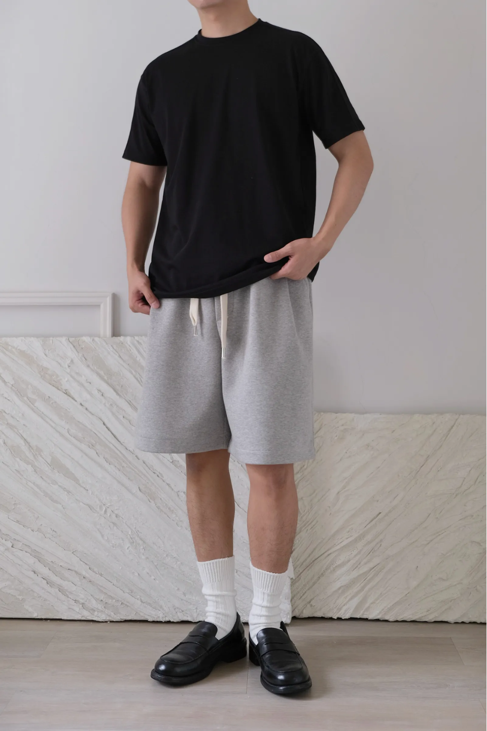 Sweat Shorts With Cotton Belt Grey Melange