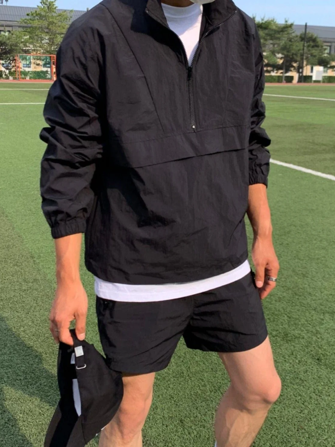 black windbreaker jacket