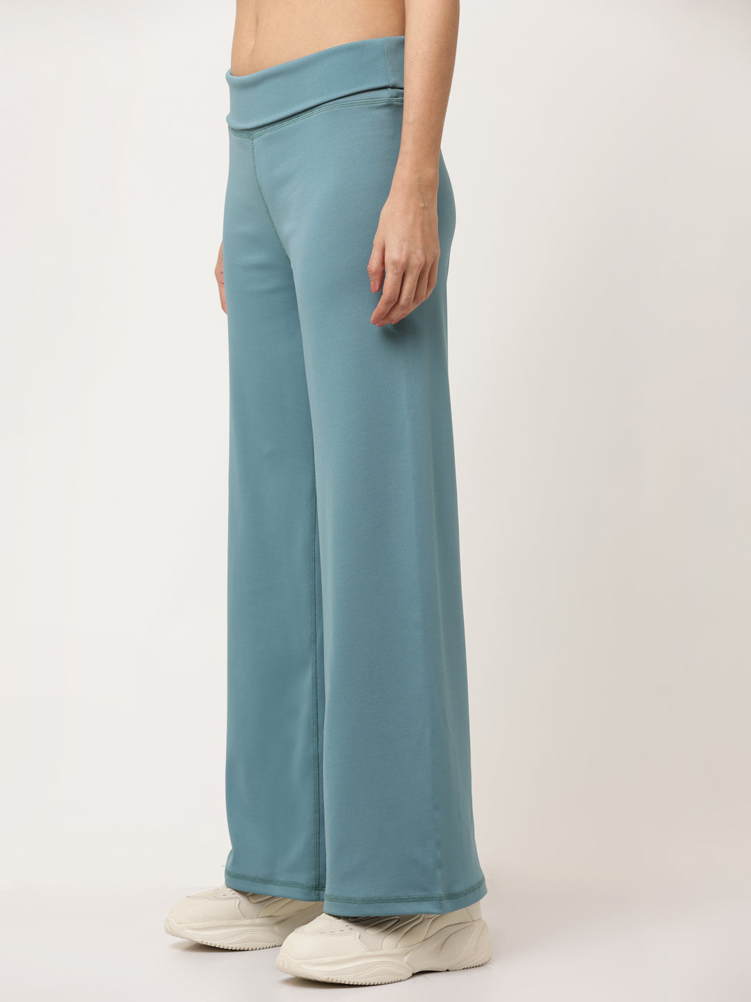 Blue Flared High Rise Full Length Yoga Pants