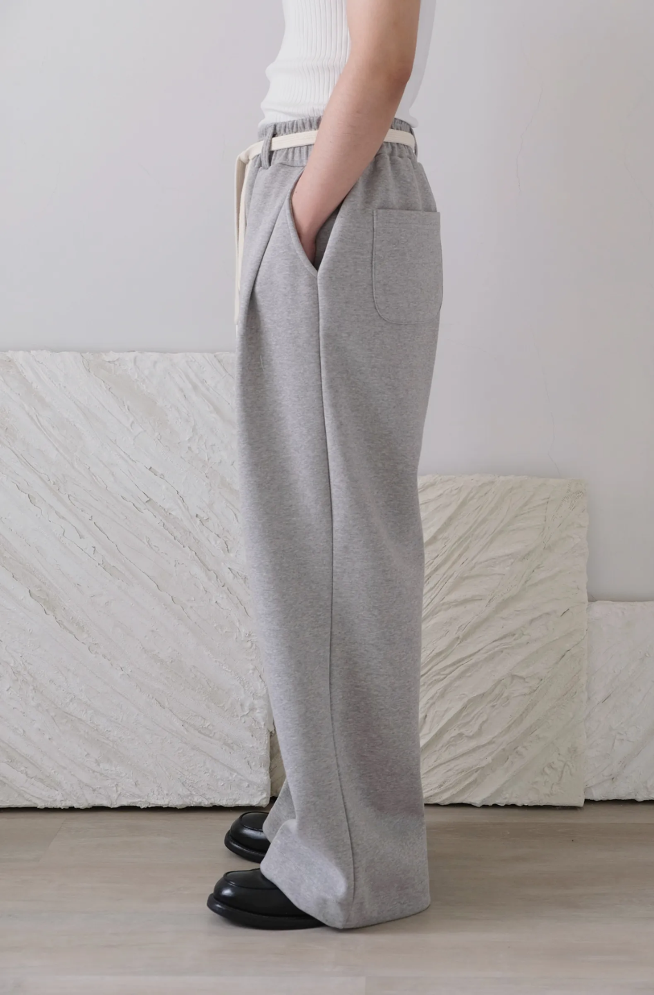 Wide Leg Pants With Cotton Belt