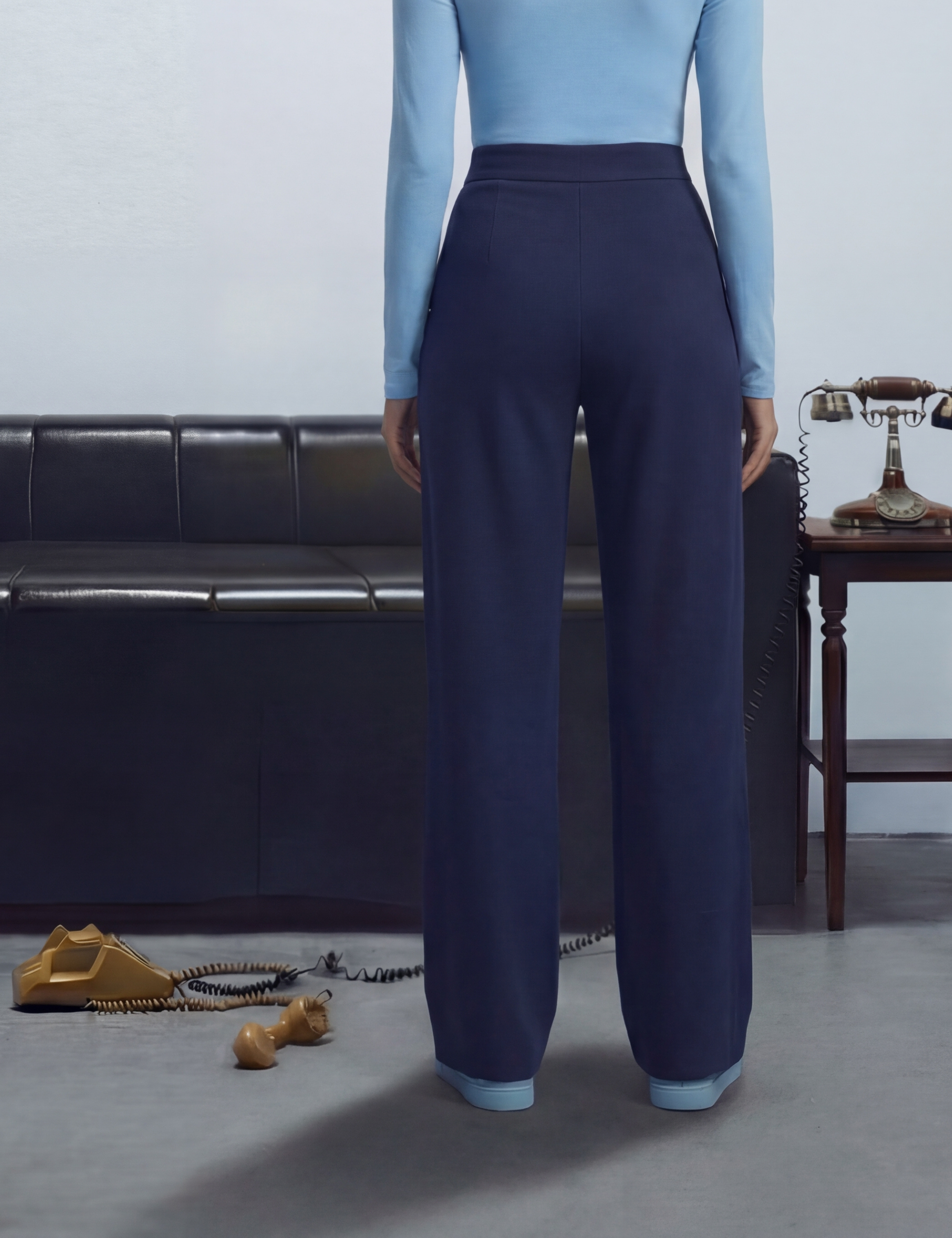 High Waisted Button Multiple Pockets Straight Leg Casual Pants