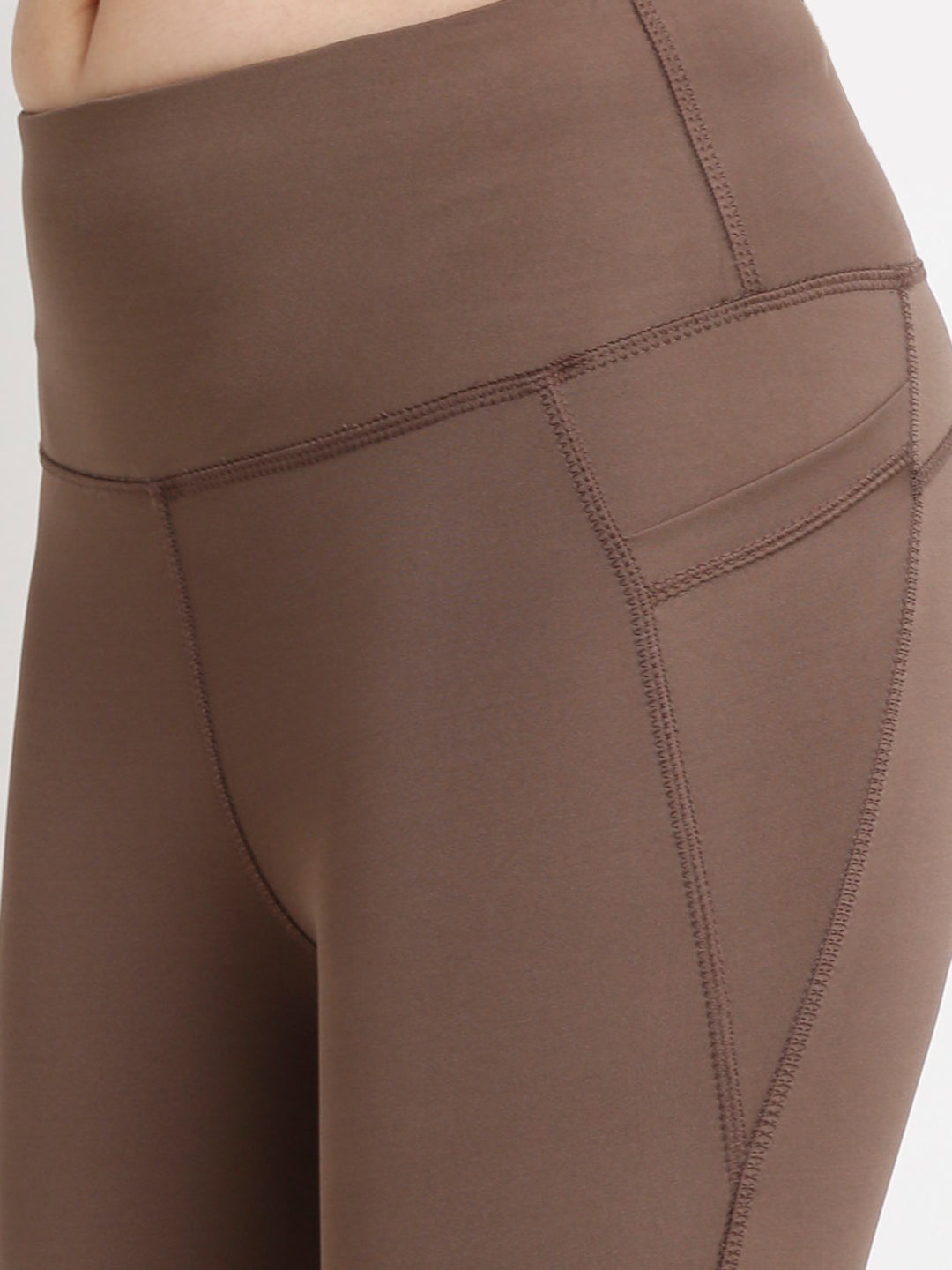 Brown Flare High Waisted Essential Pants With Pockets