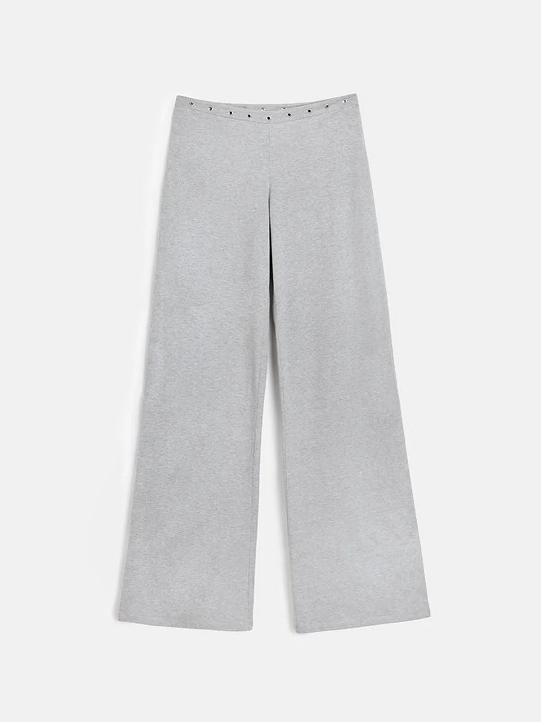 Gray wide-leg pants on a white background