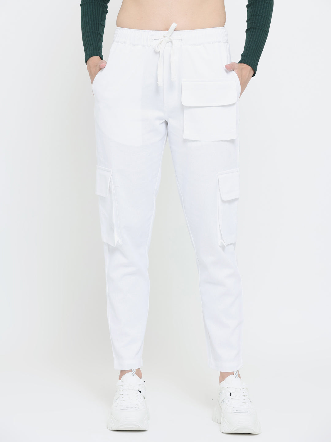 white utility cargo pants