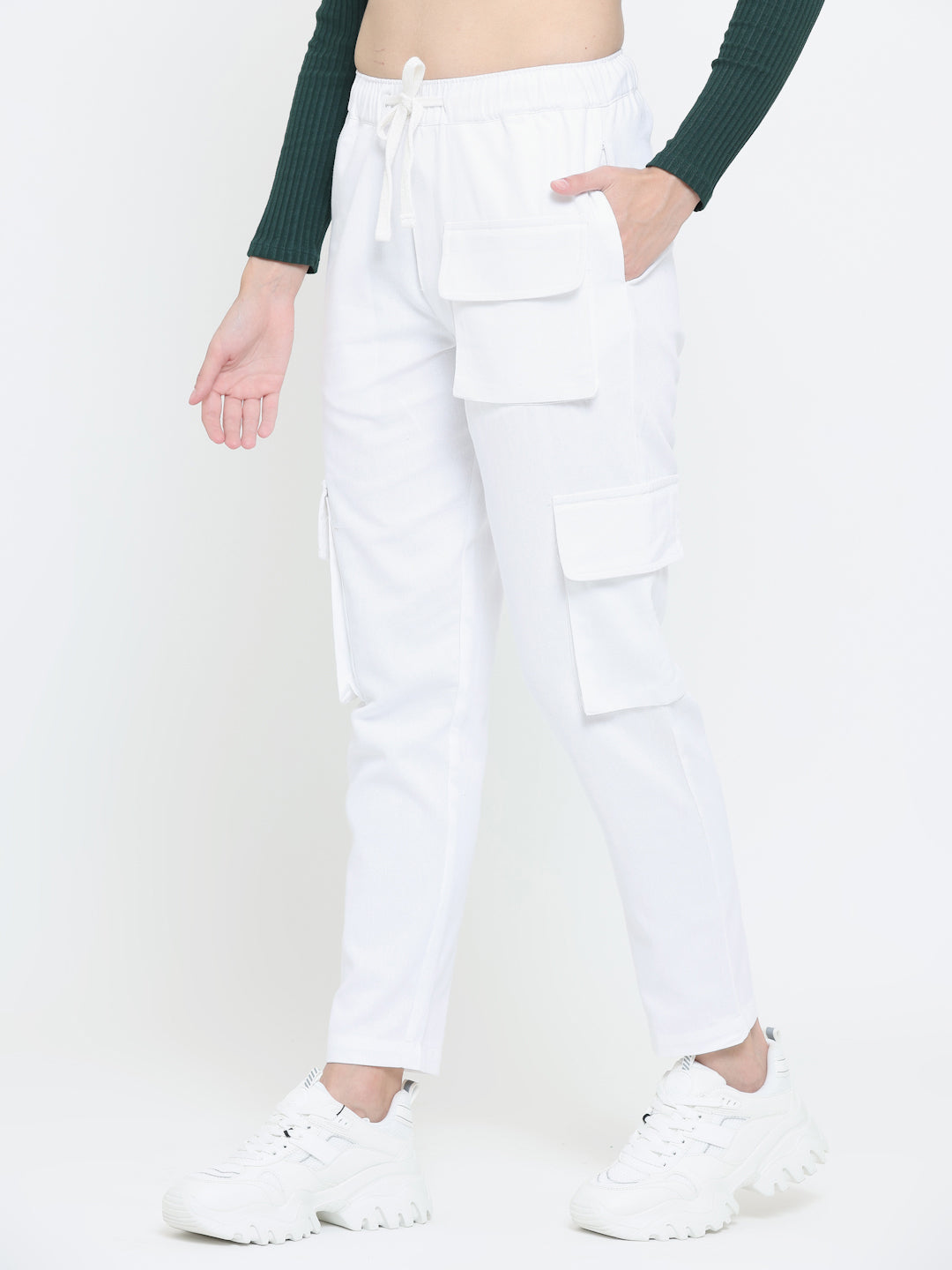white utility cargo pants