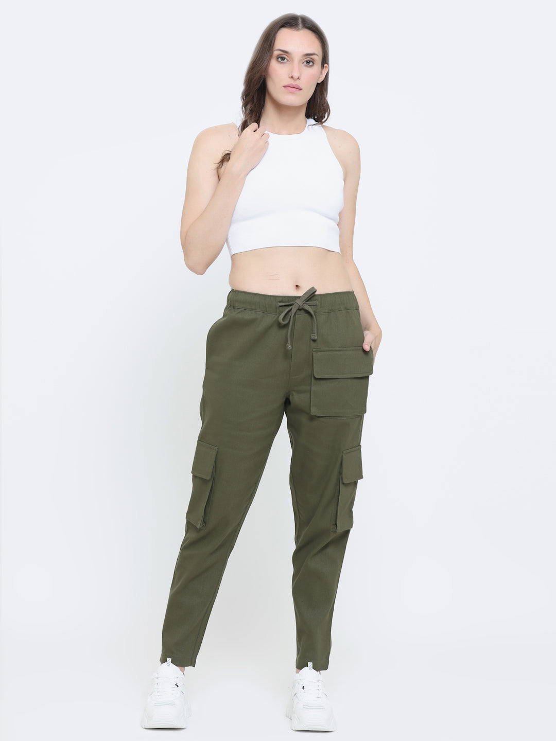 Green utility cargo pants