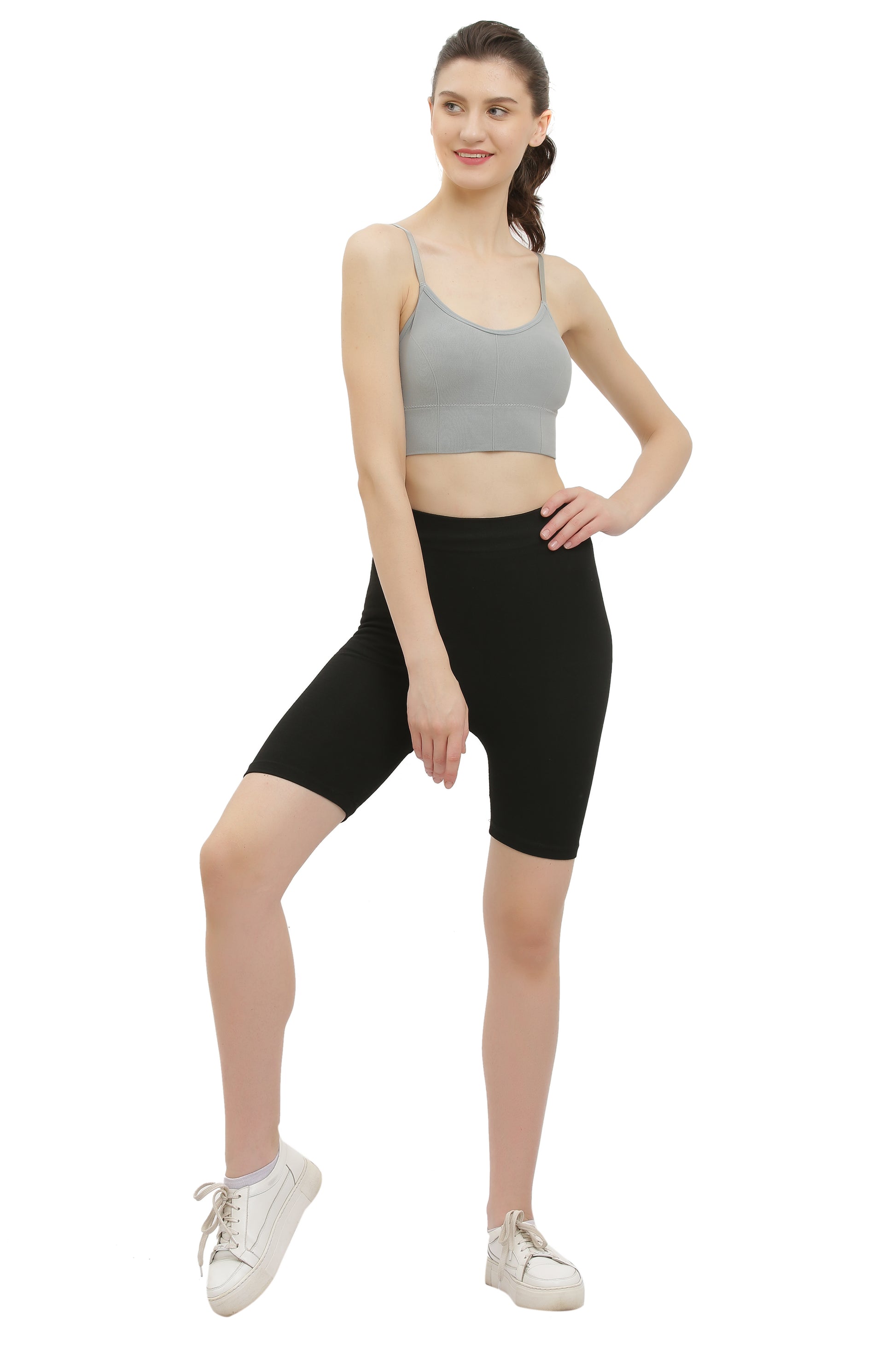 grey seamless padded sports bra