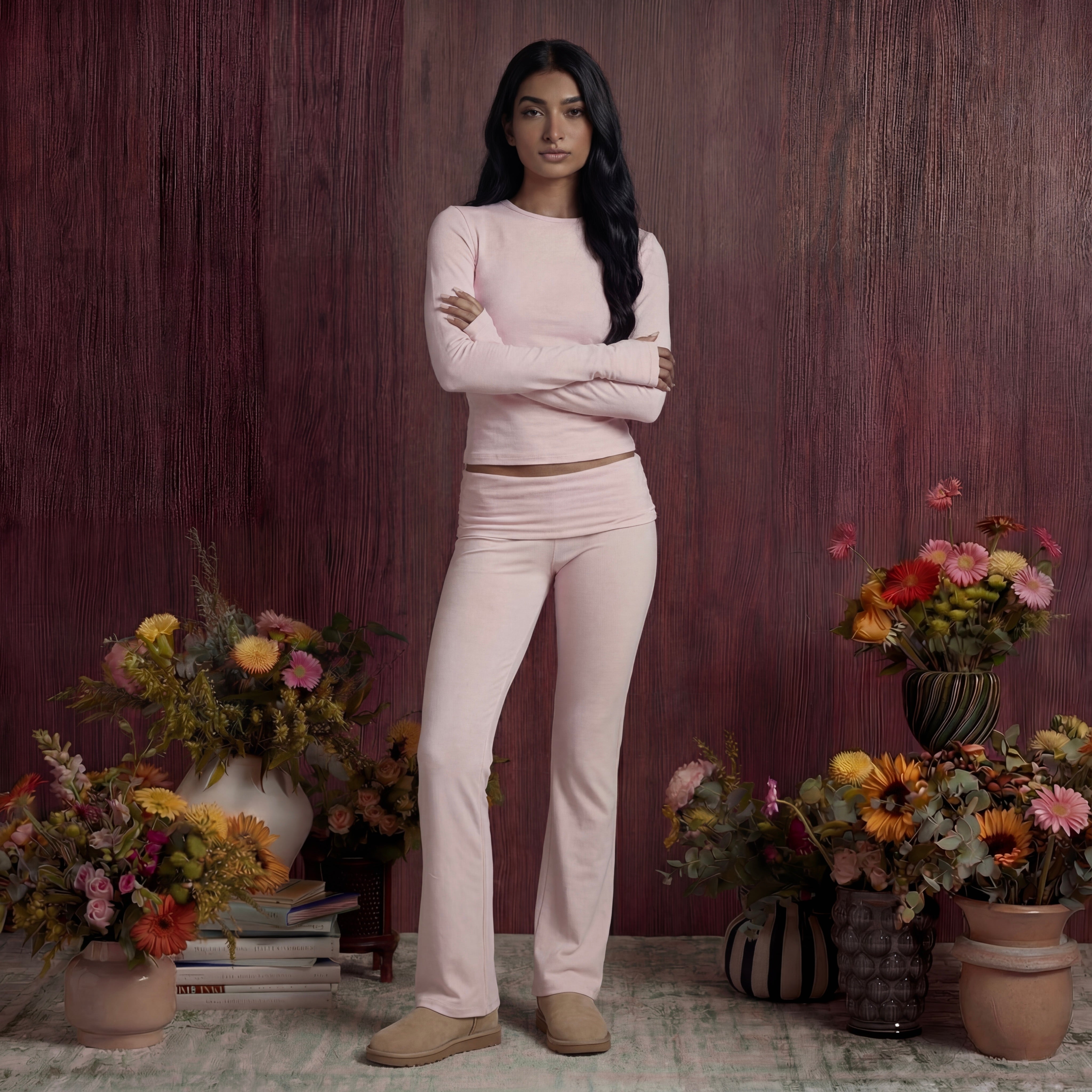 Cotton Jersey Fold Over Pant & Top