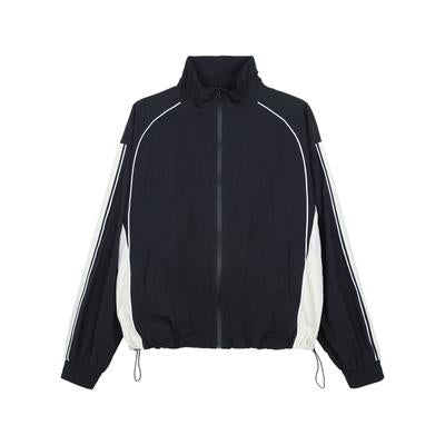 black tracksuit with white stripes