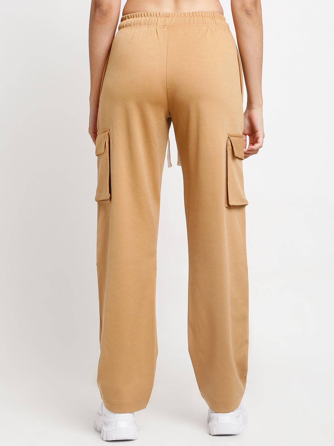 wearing tan utility cargo pants