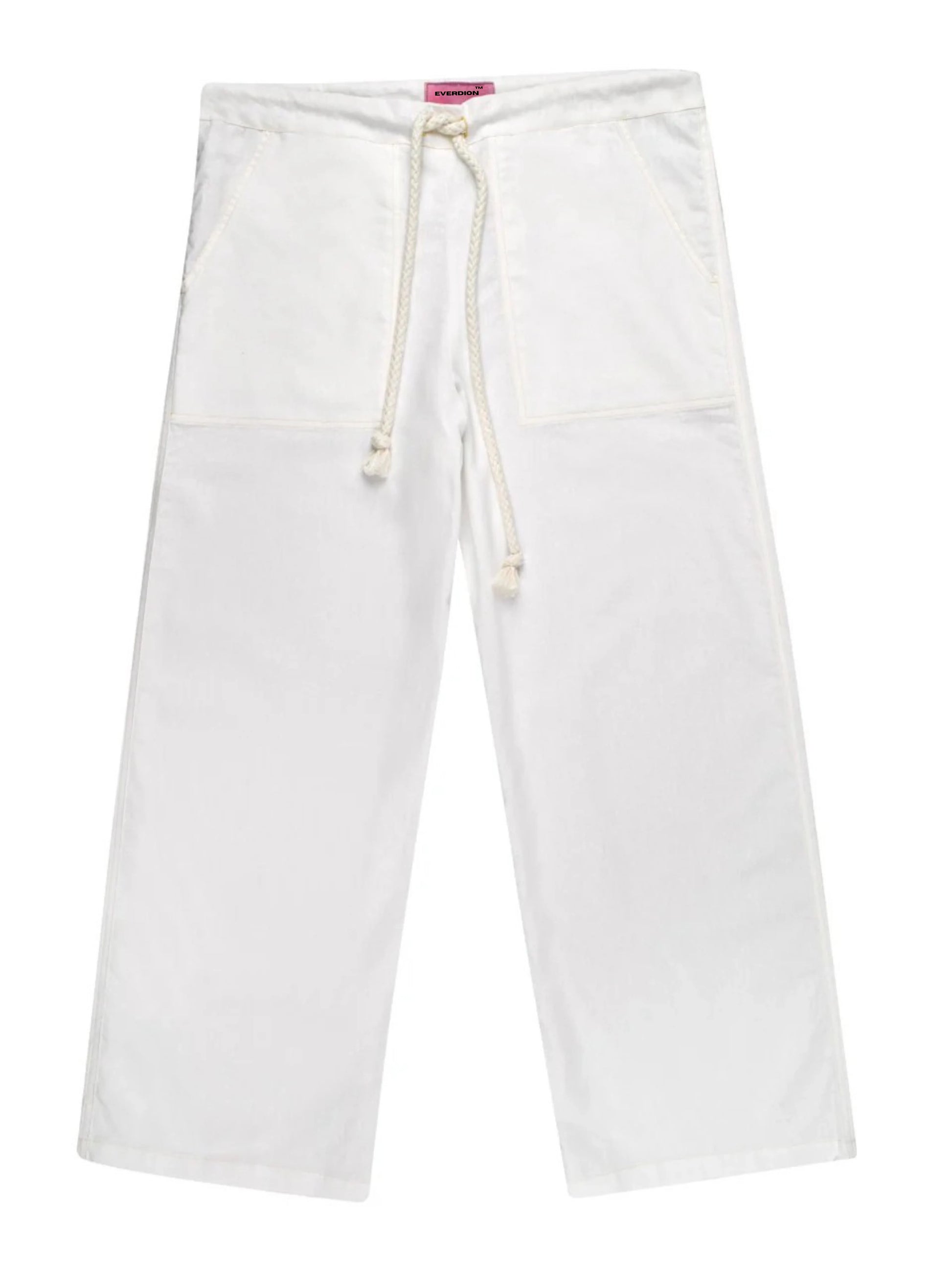 Relaxed fit Sol Linen Pants with a drawstring and pockets available in Dust, Mustard, Black, Indigo, and Pearl colors