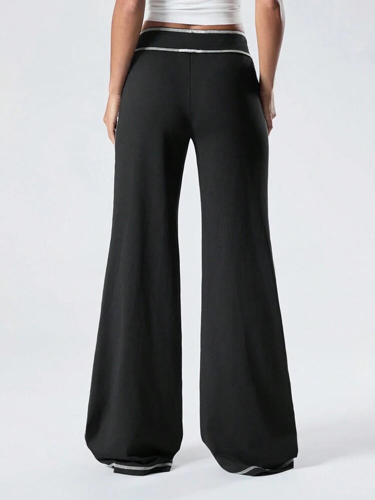 Black Low Waist Stitch Pants