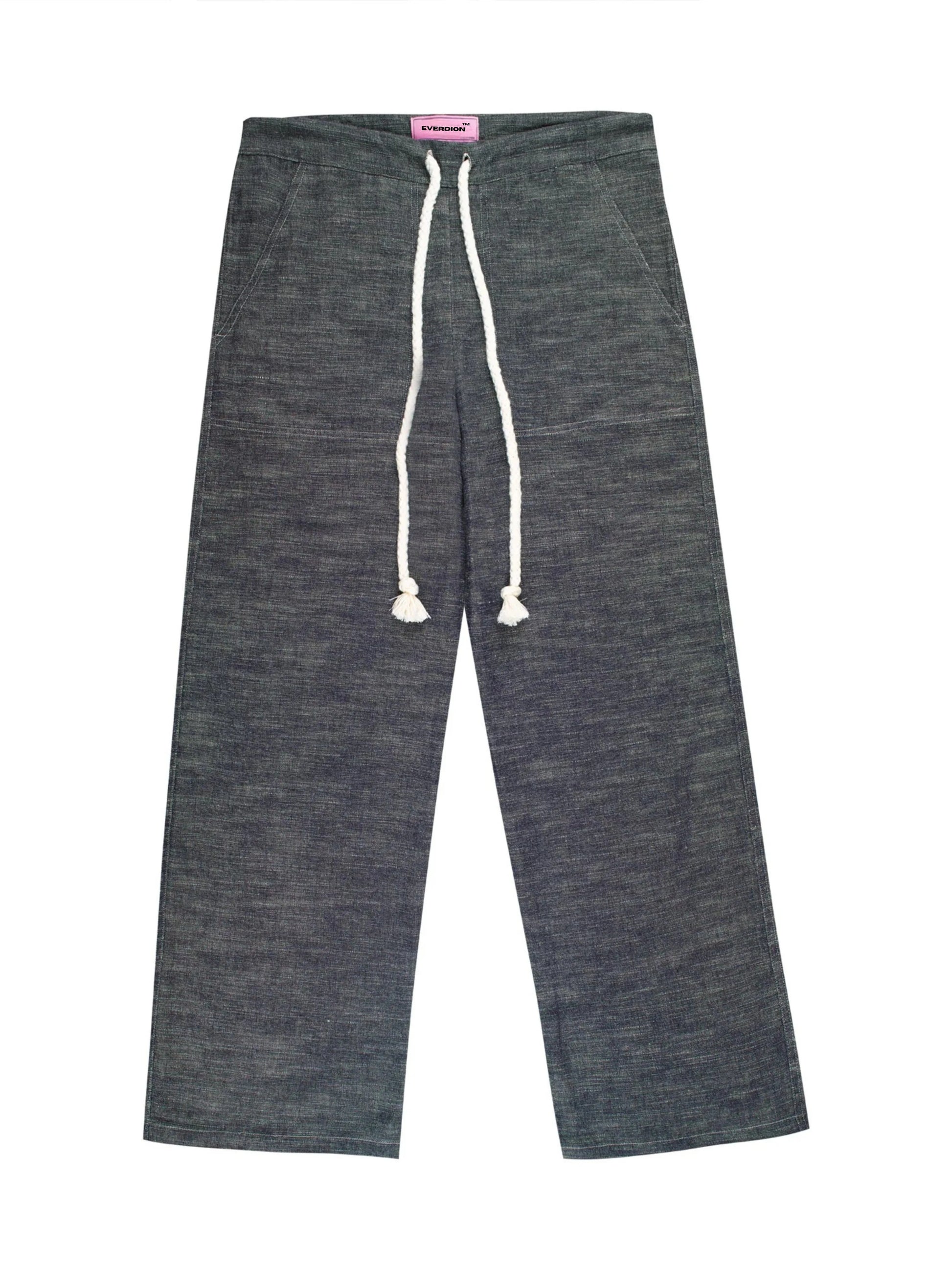 Relaxed fit Sol Linen Pants with a drawstring and pockets available in Dust, Mustard, Black, Indigo, and Pearl colors