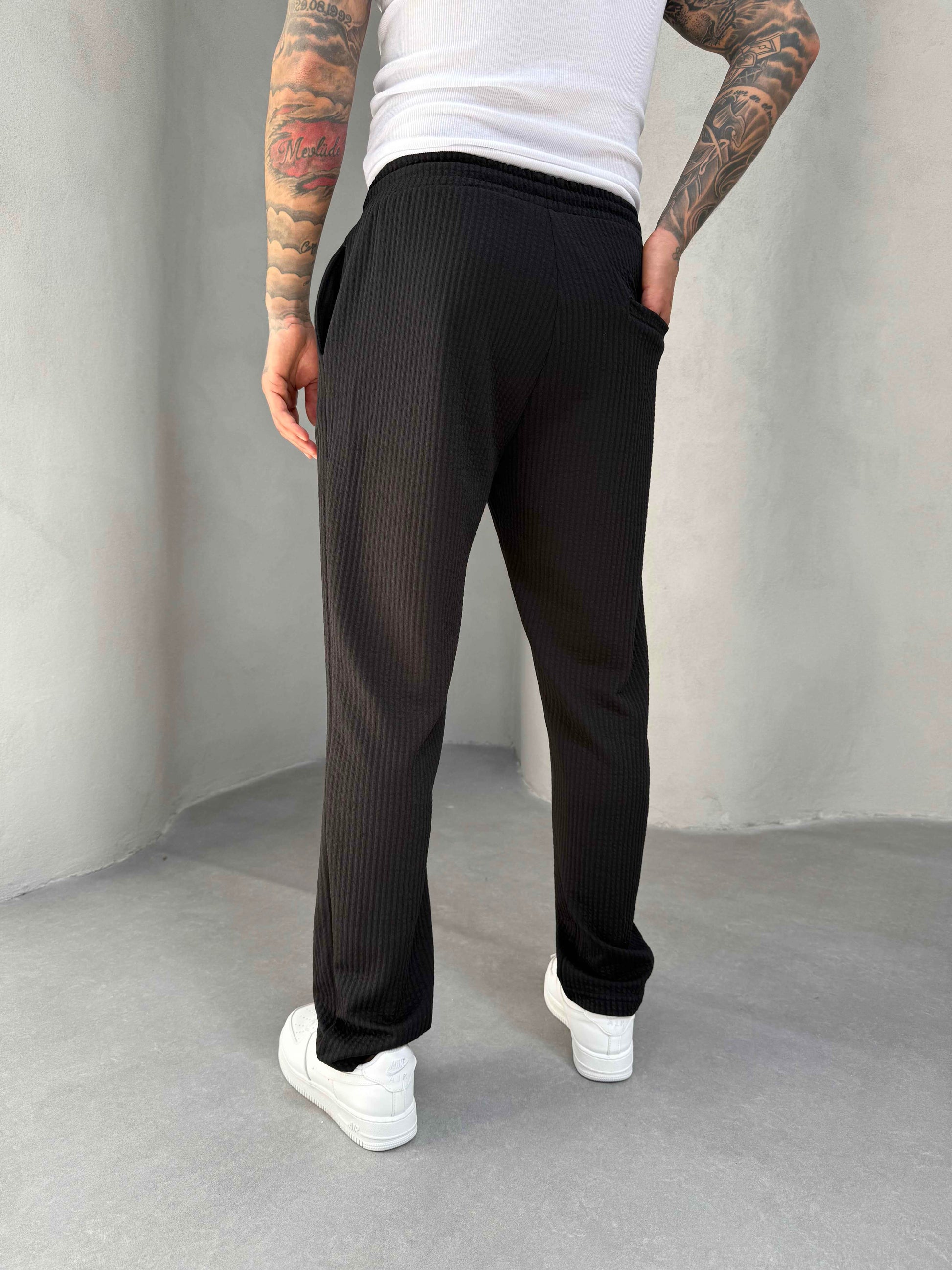 Ribbed Joggers Black