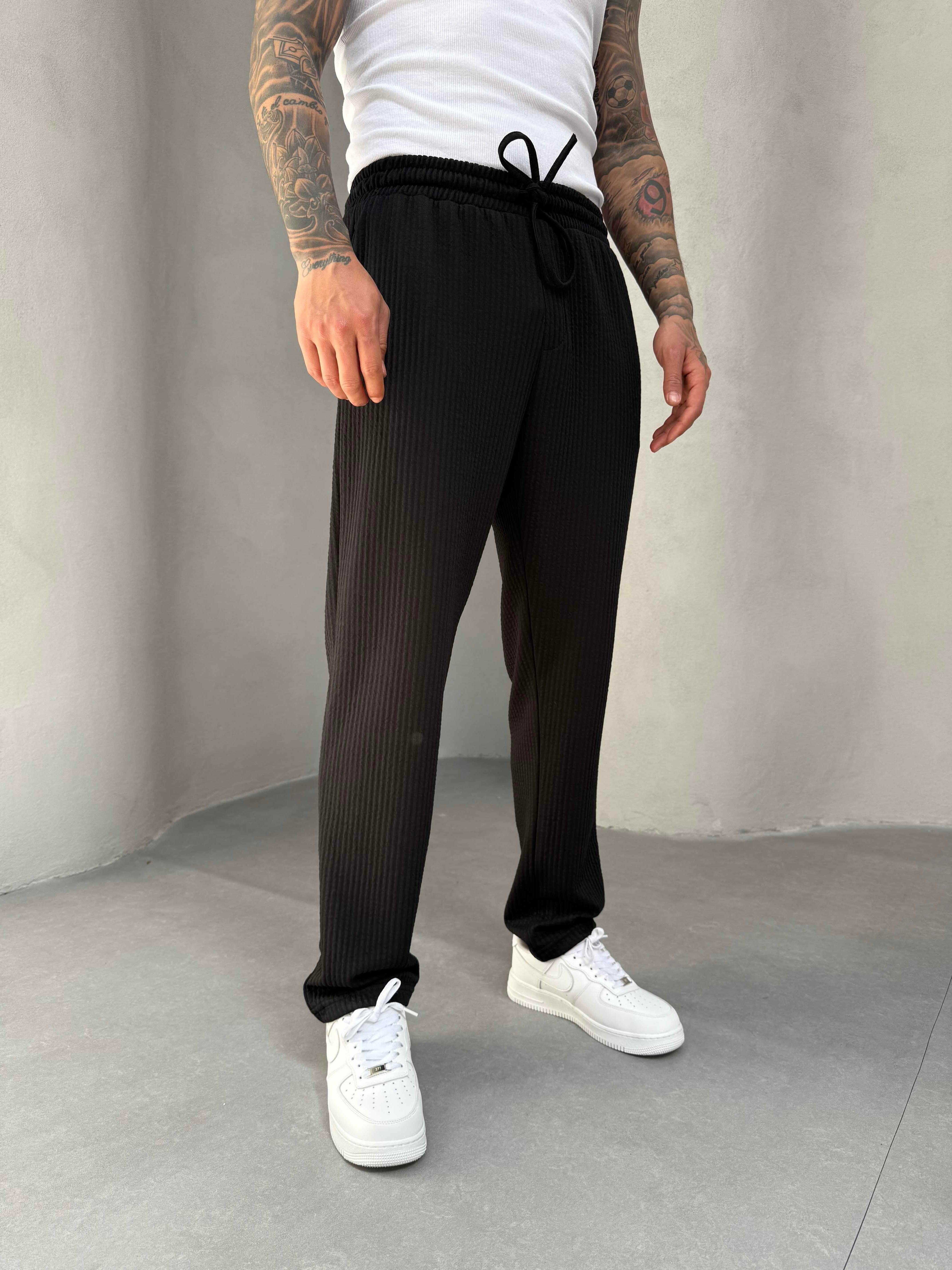 Ribbed Joggers Black