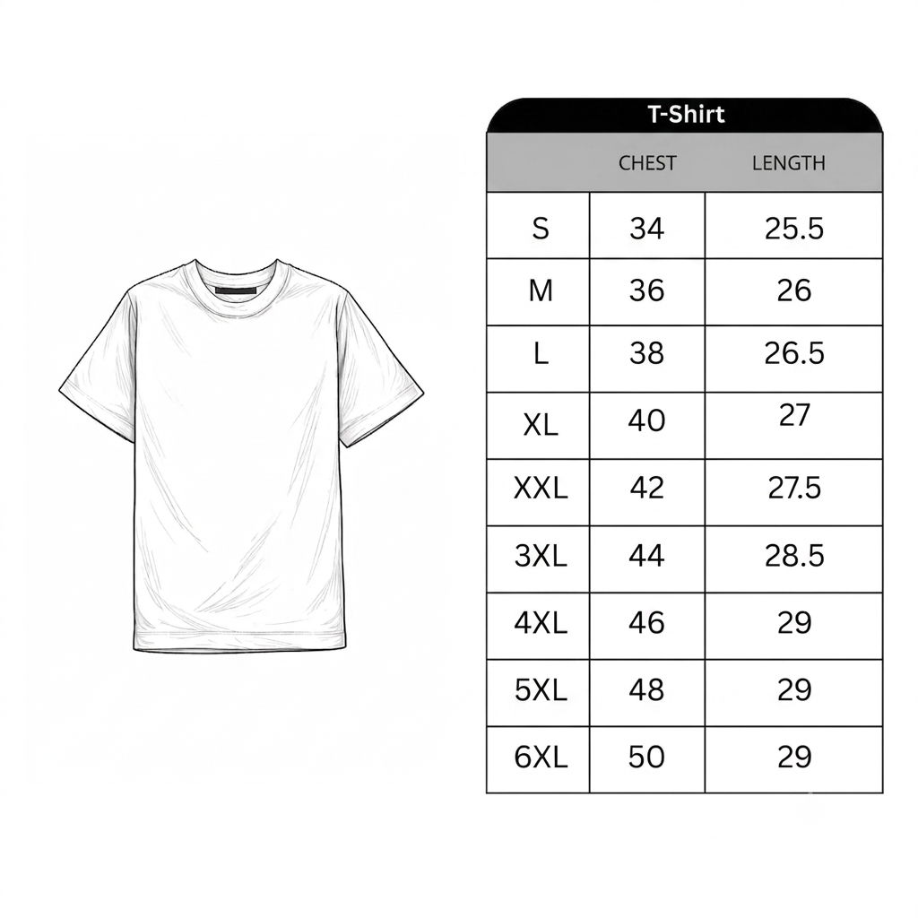Size chart for Cropped Muscle Tee