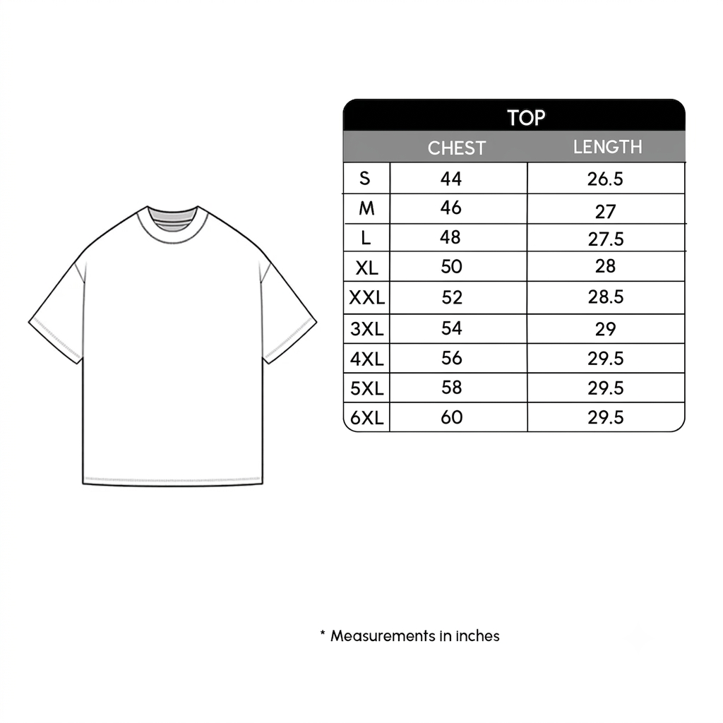 Size chart for The Midnight Jersey