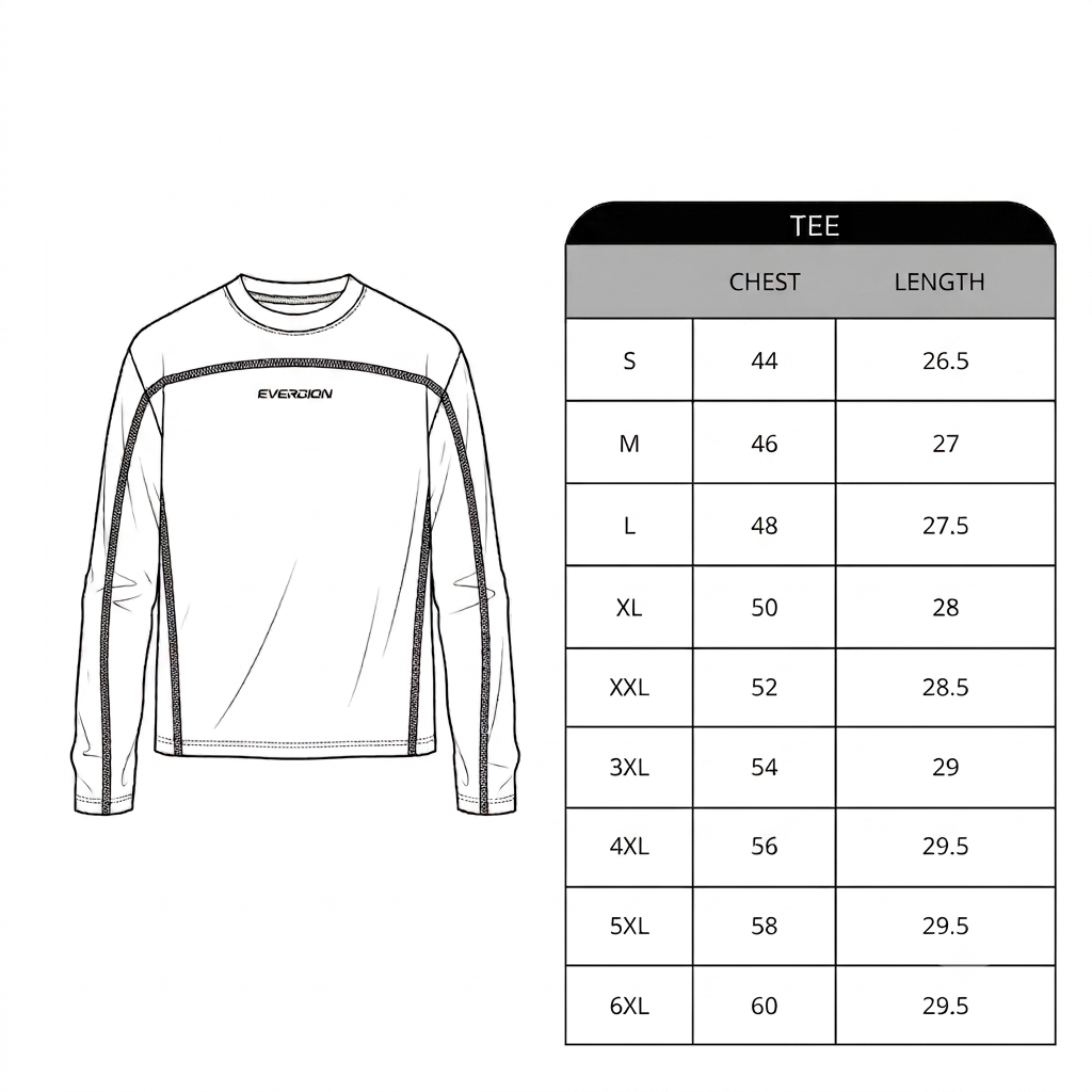 Size chart for Outline Crew Tee