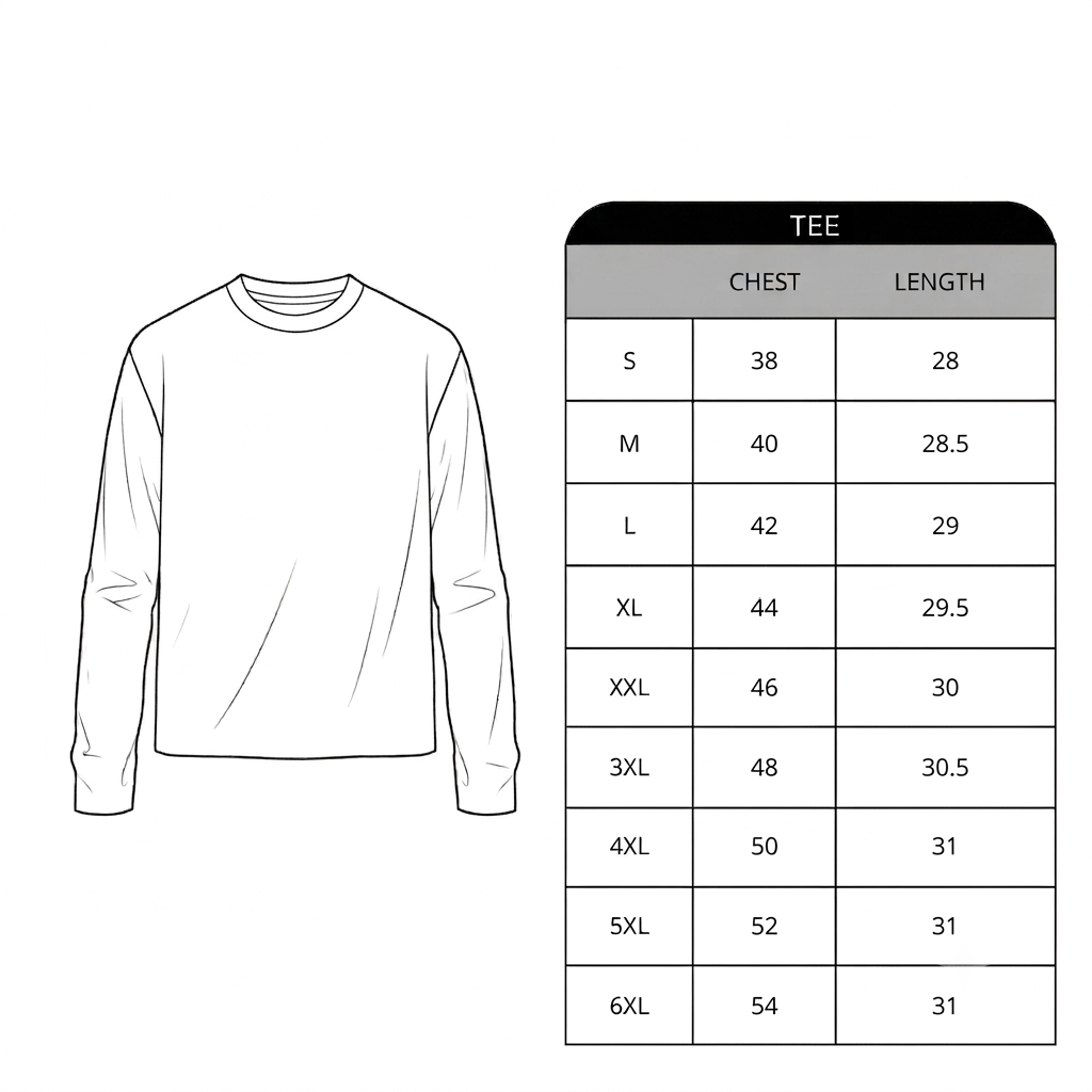 Size chart for Waffle Long Sleeve Tee ( Pack of 2 )