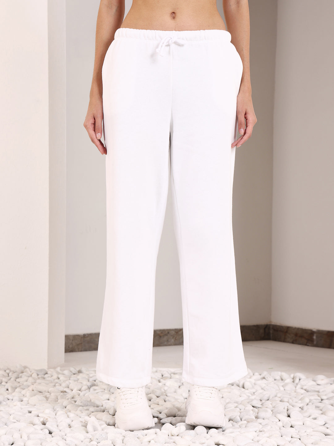 White Straight Fit Track Pants