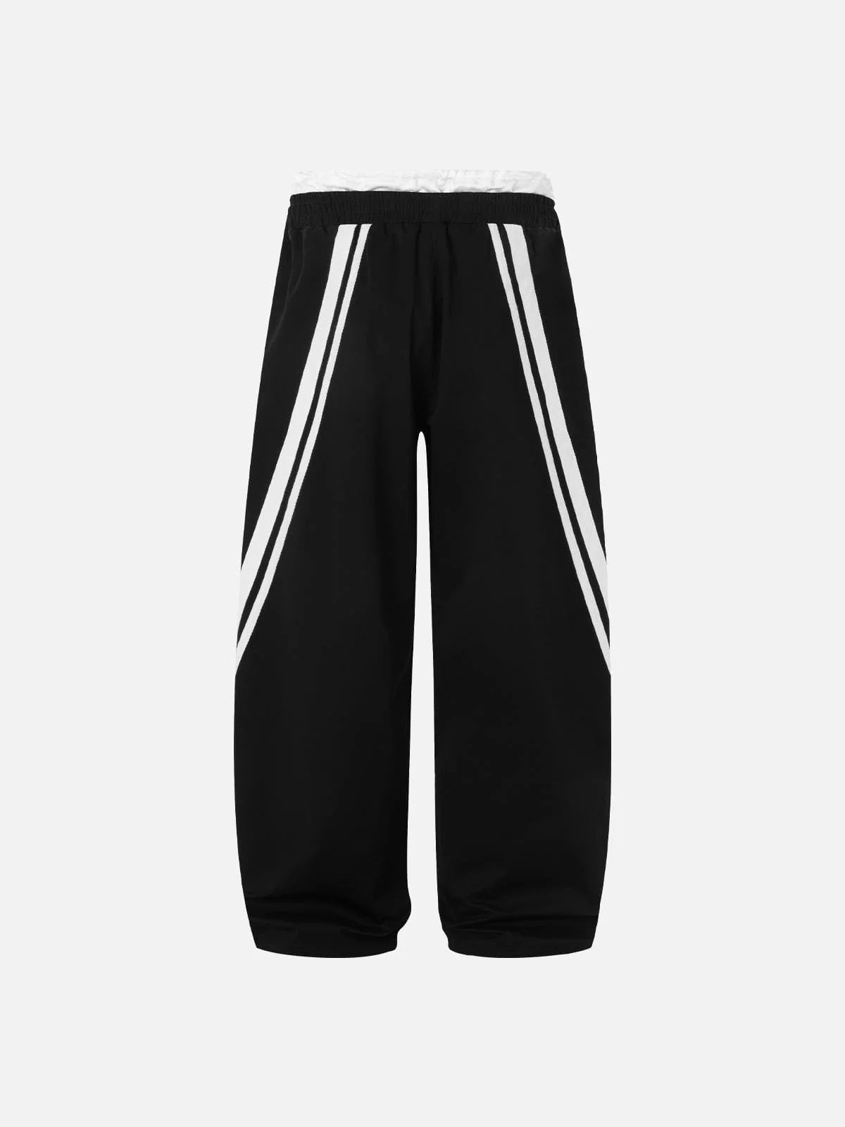 Black pants with white stripes on a white background