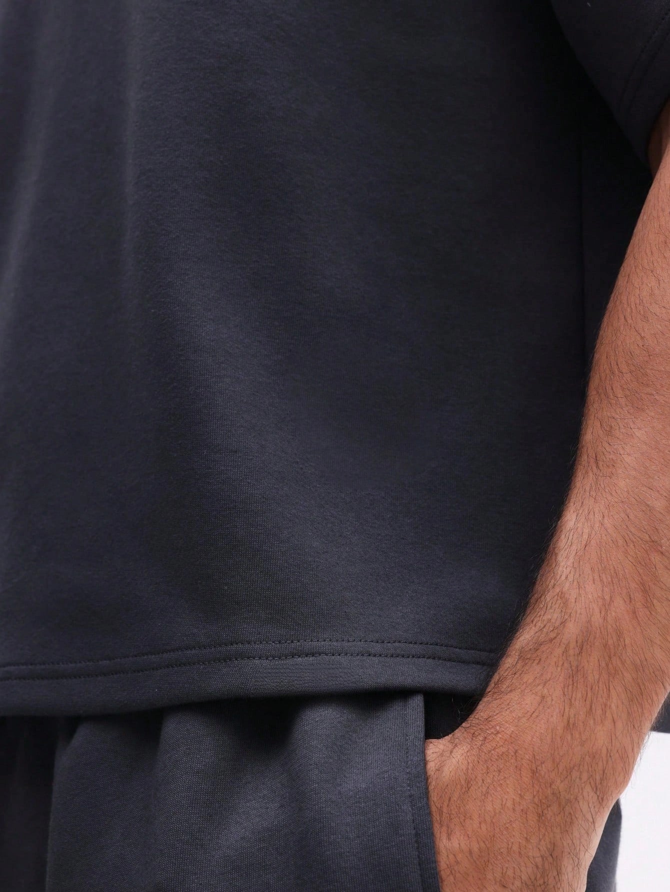 Man wearing Everdion's Collared Polo Top With Shorts Set in Navy color 
