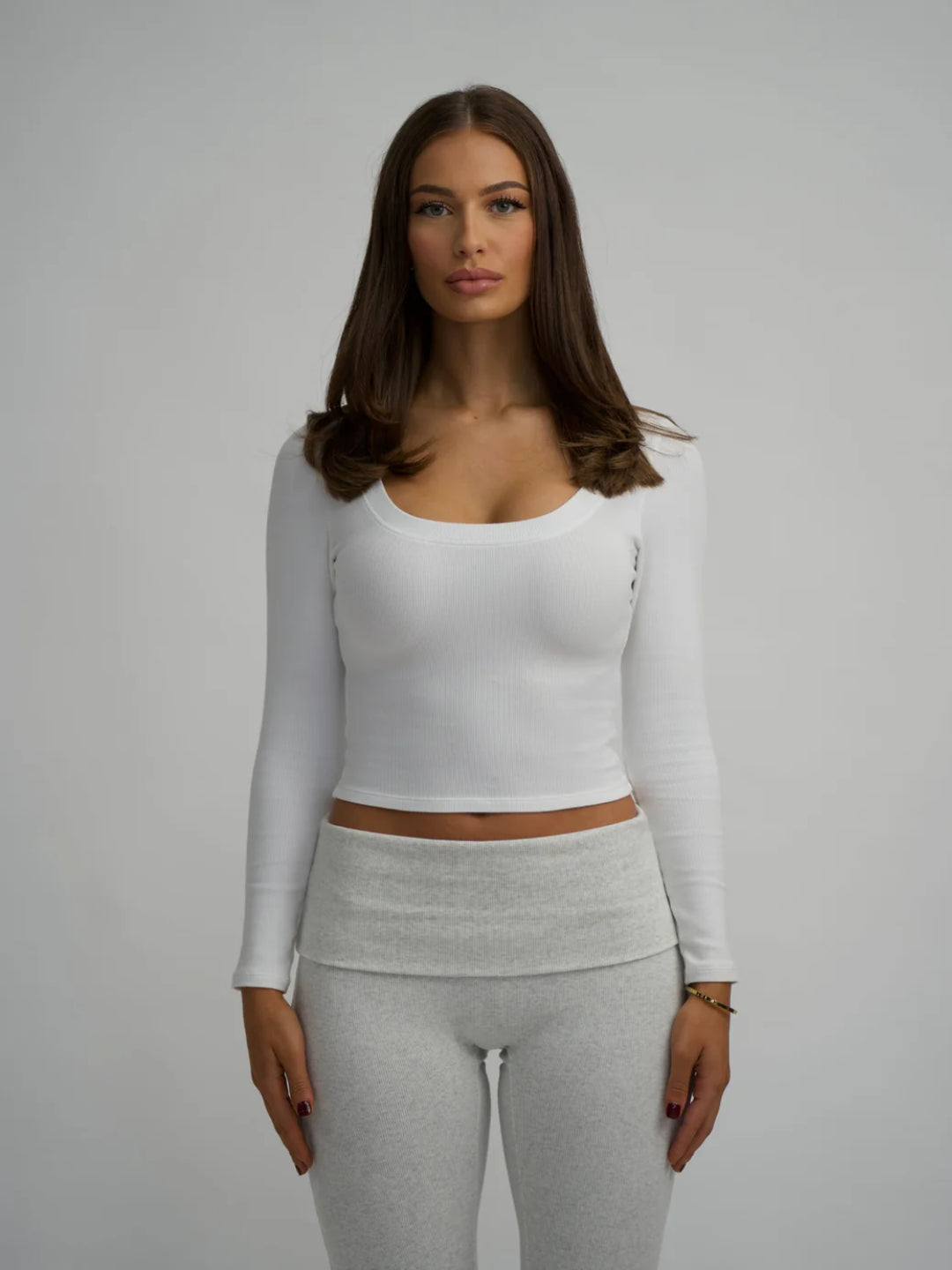 White Top and Fold Over Pants