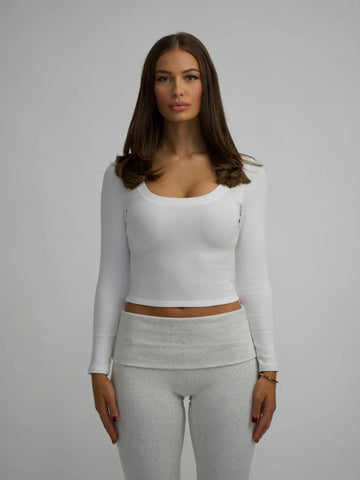 White Top and Fold Over Pants
