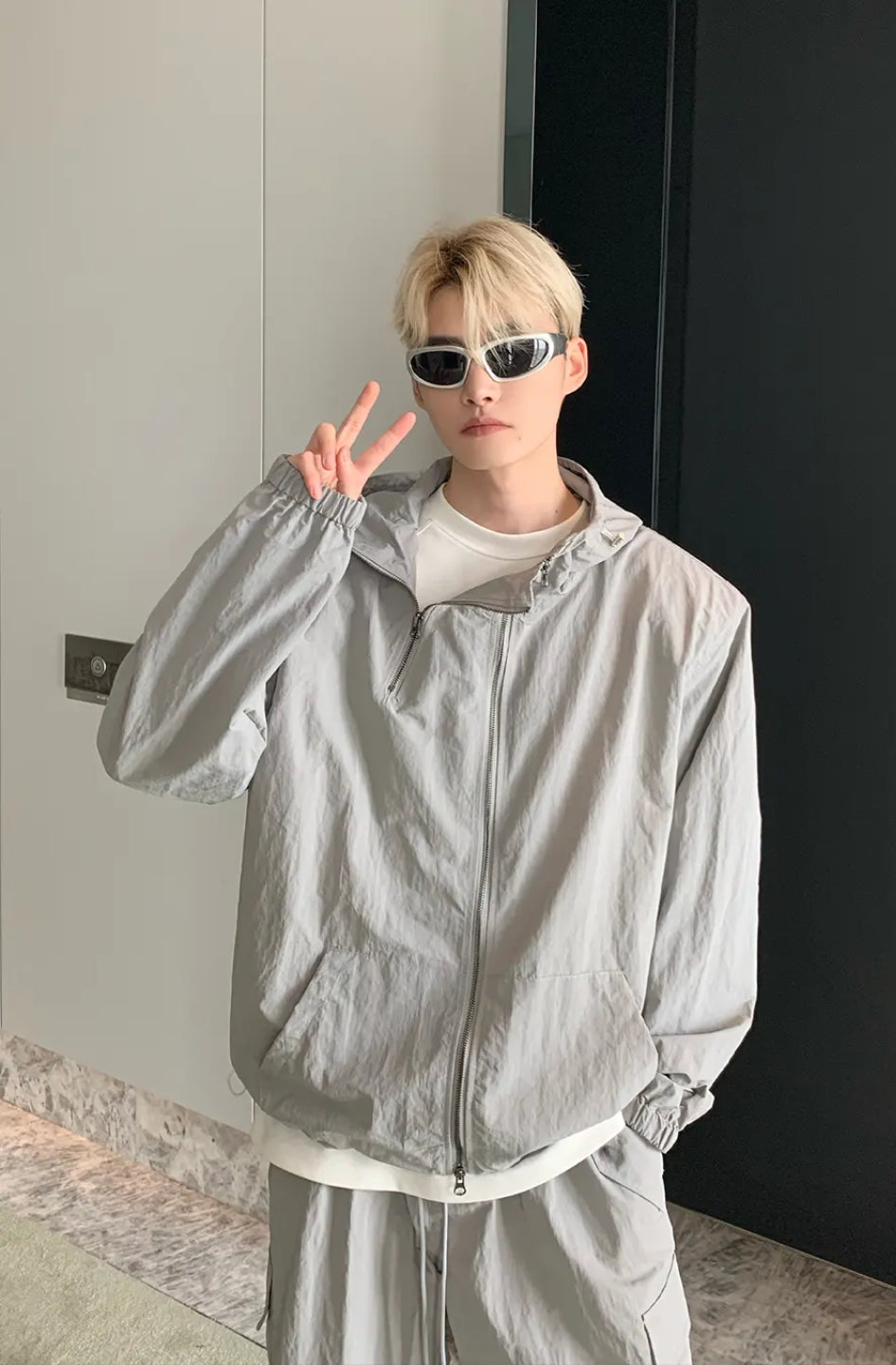 Grey Grenade Tracksuit, zip up jacket and easy fit bottoms 