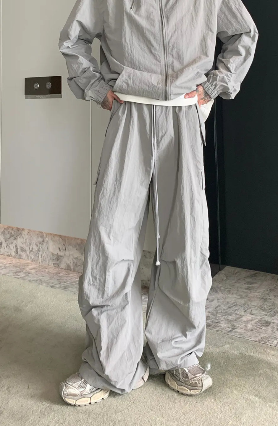 Grey Grenade Tracksuit, zip up jacket and easy fit bottoms 