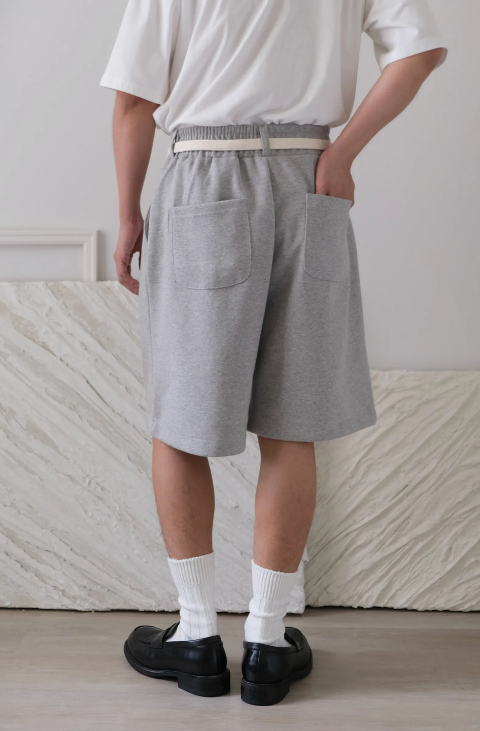 Sweat Shorts With Cotton Belt Grey Melange
