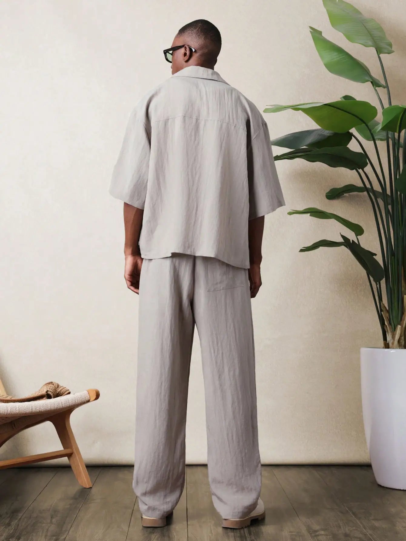 Everdion's Rayas Loose Fit Shirt And Pant in Apricot with matching outfit set